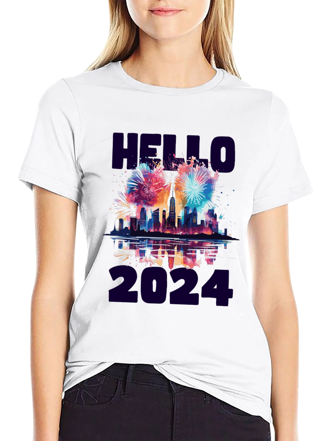 Hello 2024 Fireworks Graphic Tee - 9