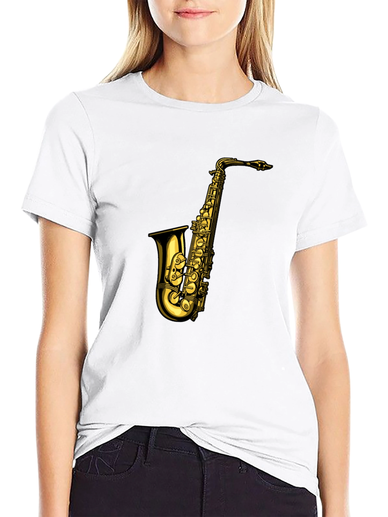Black Saxophone Graphic T-Shirt - Black view 9
