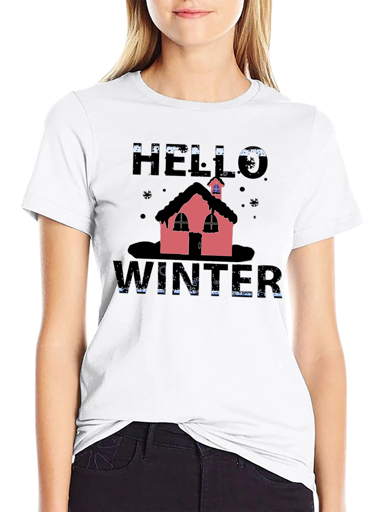 Black Hello Winter T-Shirt view 9