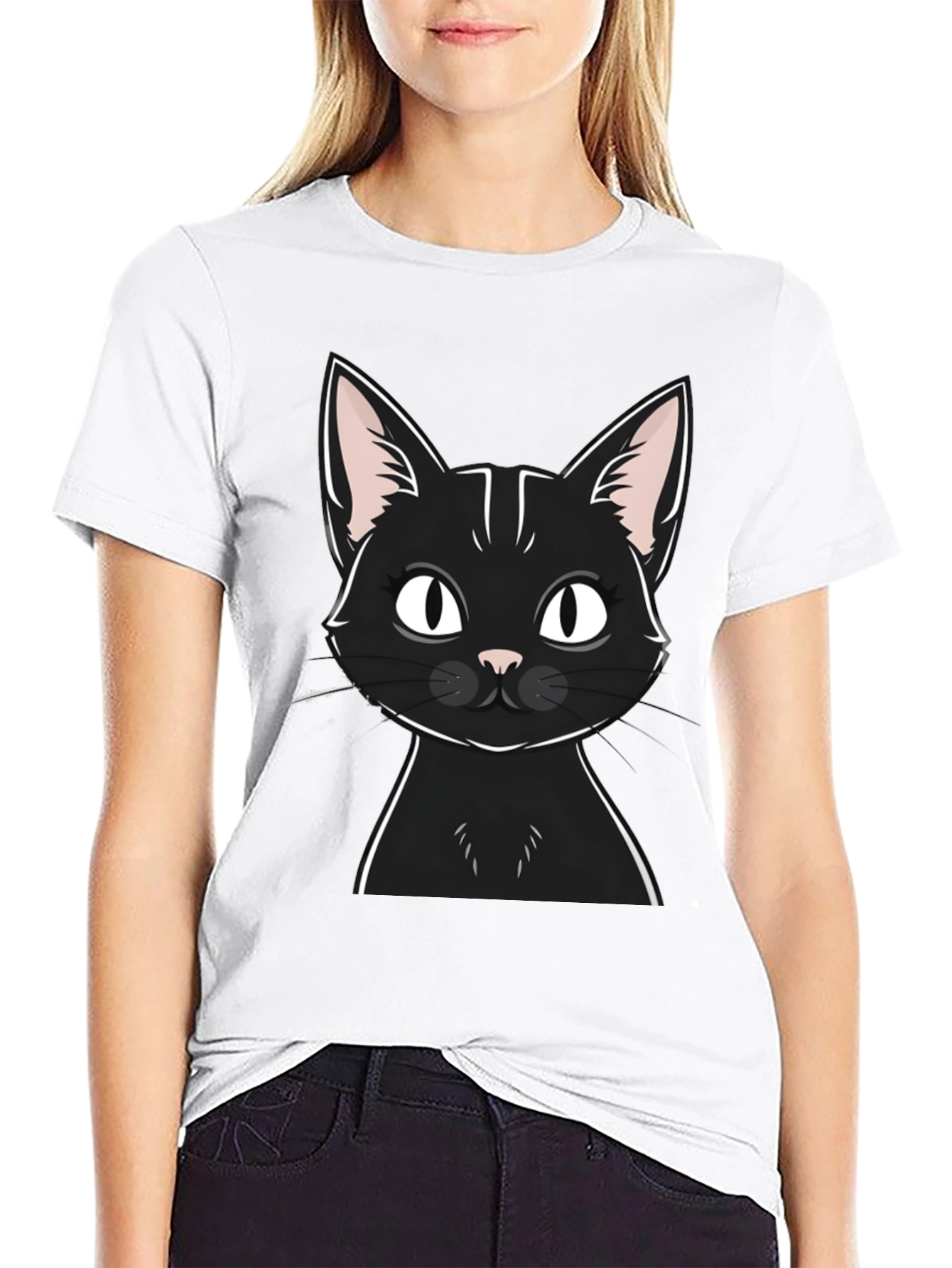 Black Black Cat Graphic T-Shirt - Unisex Casual Tee view 9
