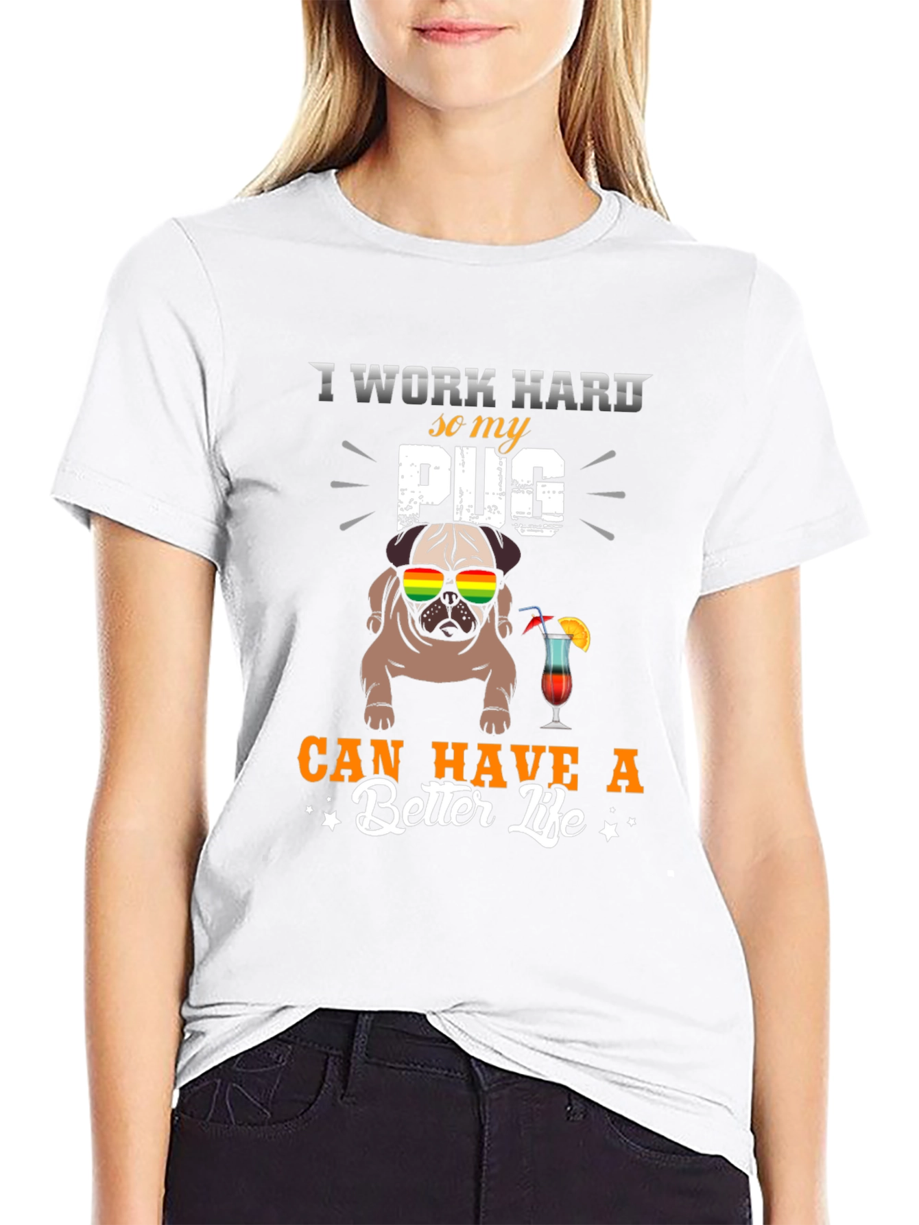Black I Work Hard For My Pug T-Shirt view 9