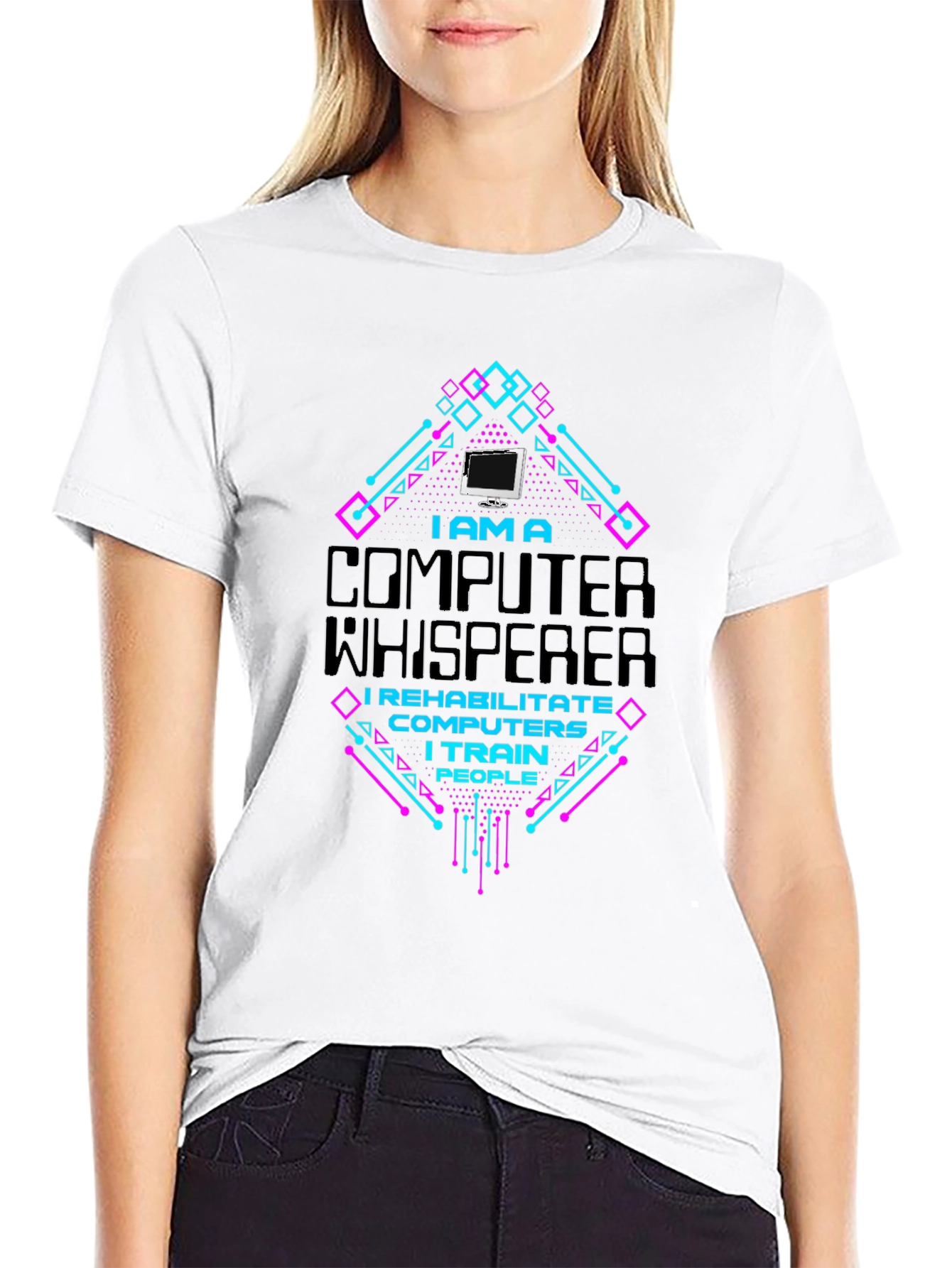 Black Computer Whisperer Graphic T-Shirt view 9