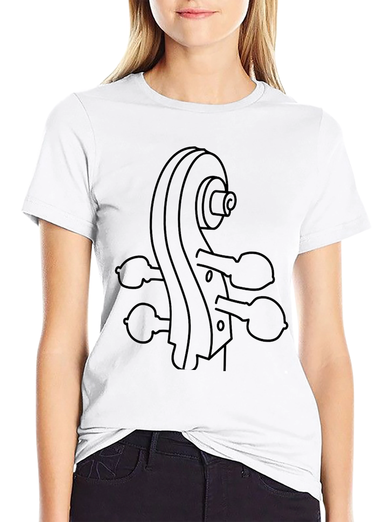 Black Cello Scroll Graphic T-Shirt - Musician's Apparel view 9