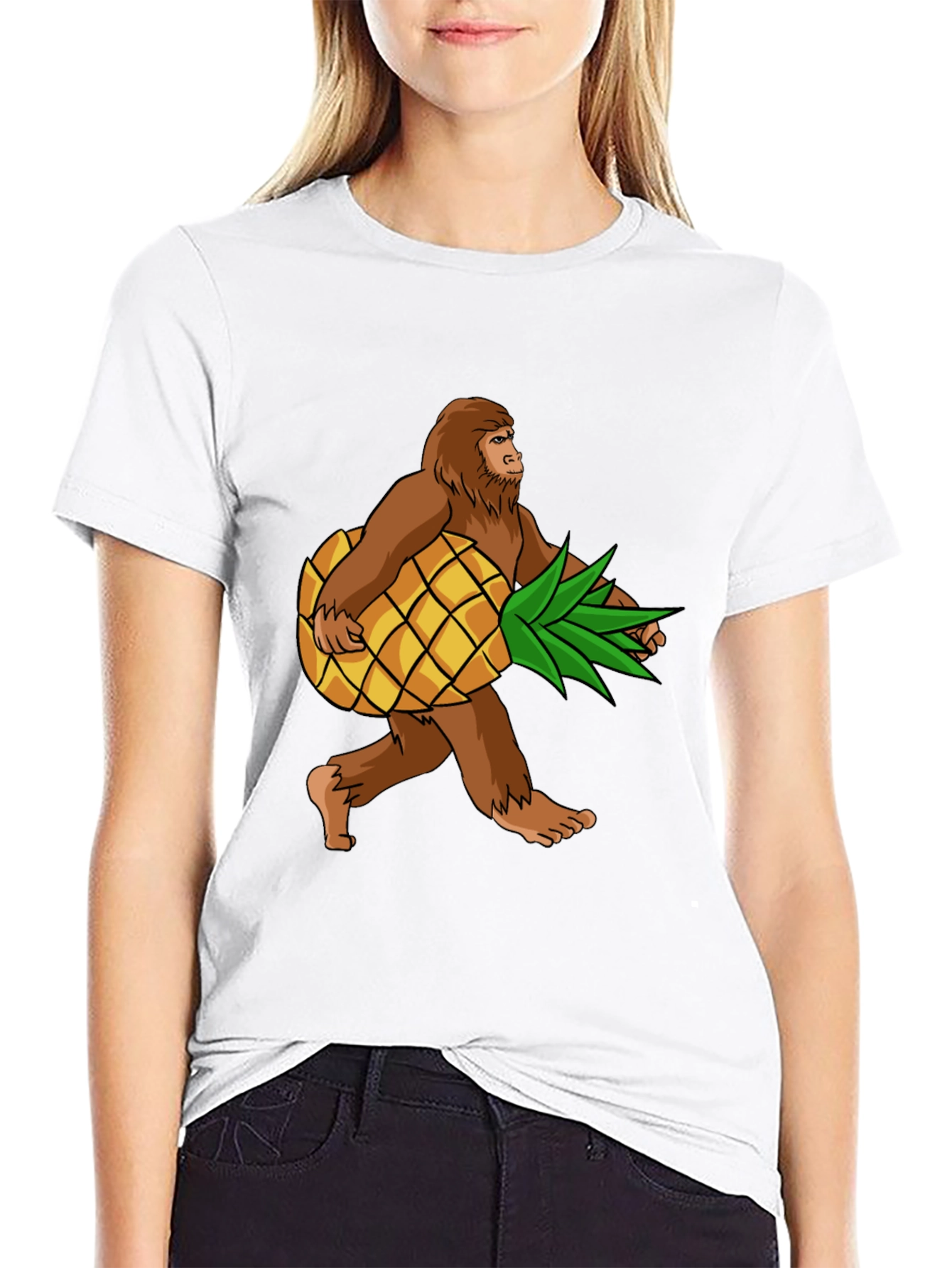 Black Sasquatch Pineapple T-Shirt - Funny Bigfoot Tee view 9