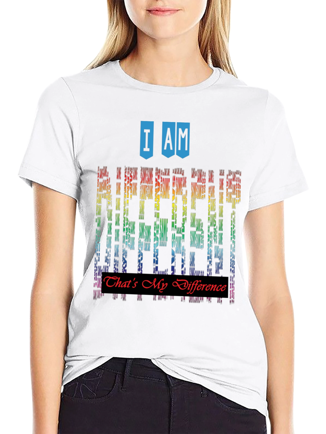 Black I Am Different Rainbow Graphic T-Shirt view 9