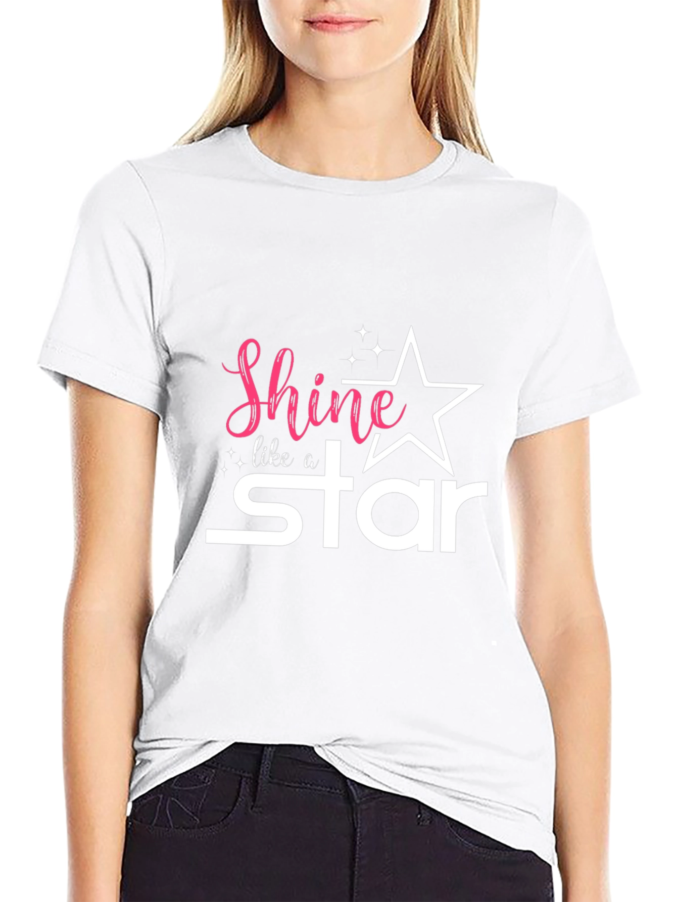Black Shine Like a Star Graphic Tee - Black Unisex T-Shirt view 9
