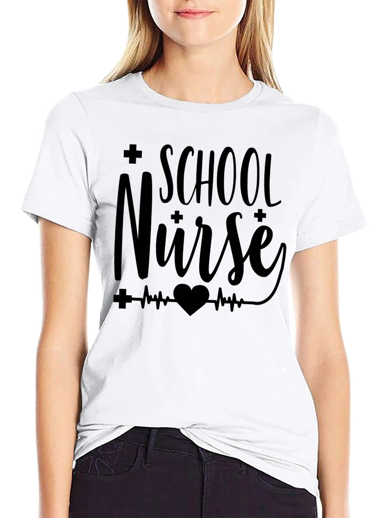 Black School Nurse Graphic Tee - Black view 9