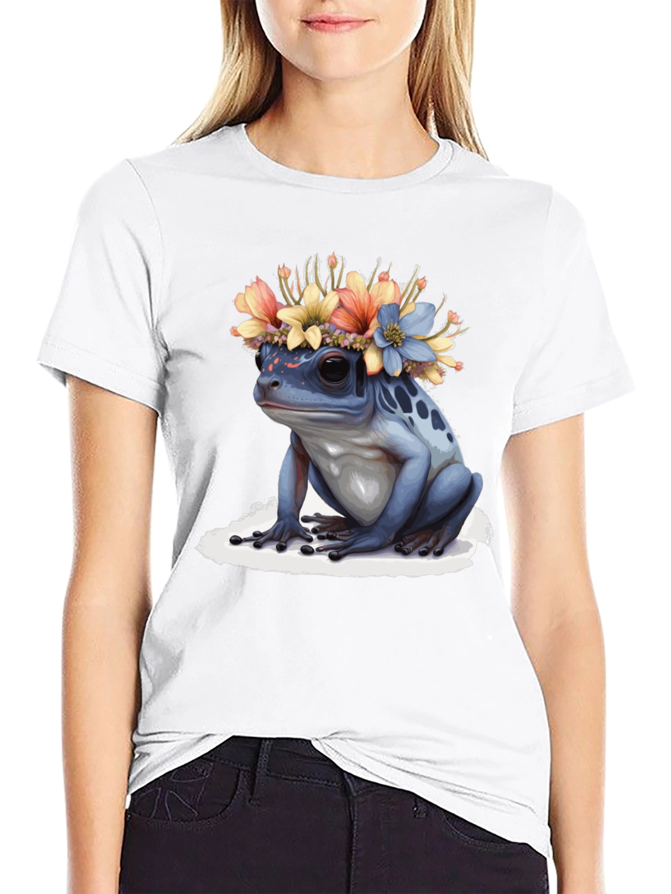 Black Frog with Flower Crown T-Shirt view 9