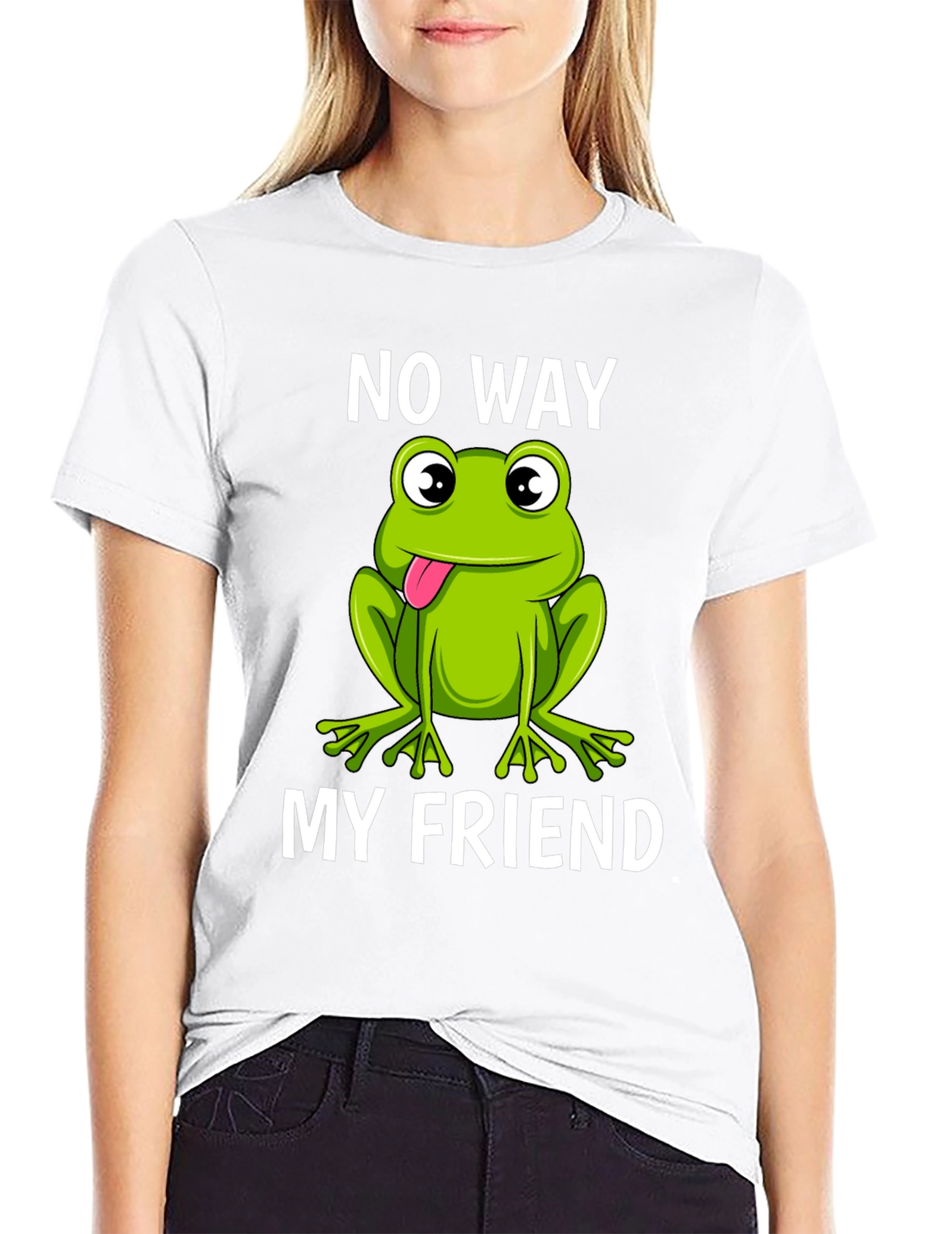 Black No Way My Friend Frog Graphic T-Shirt view 9