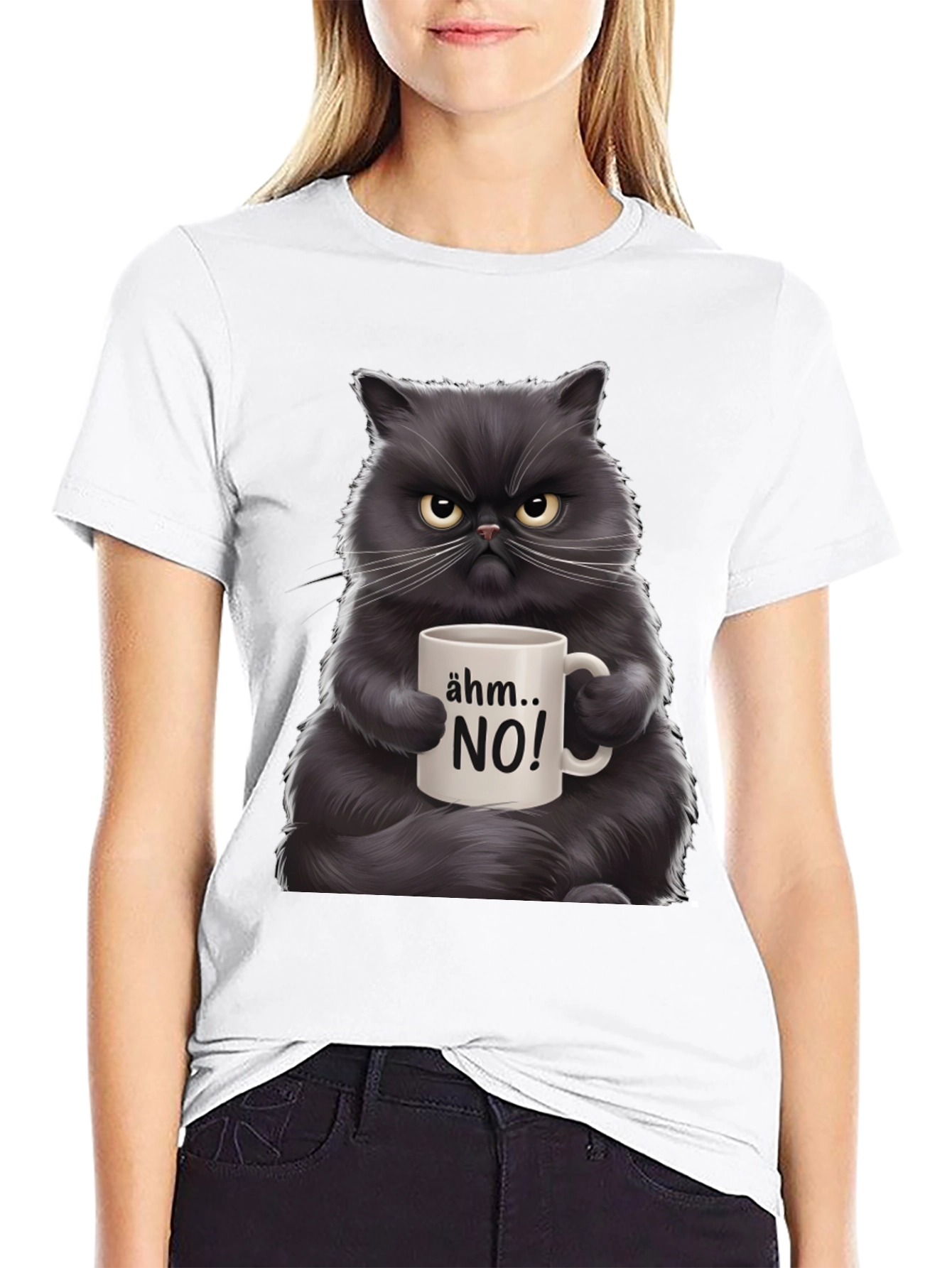 Black Grumpy Cat Coffee T-Shirt - "Ähm... NO!" view 9