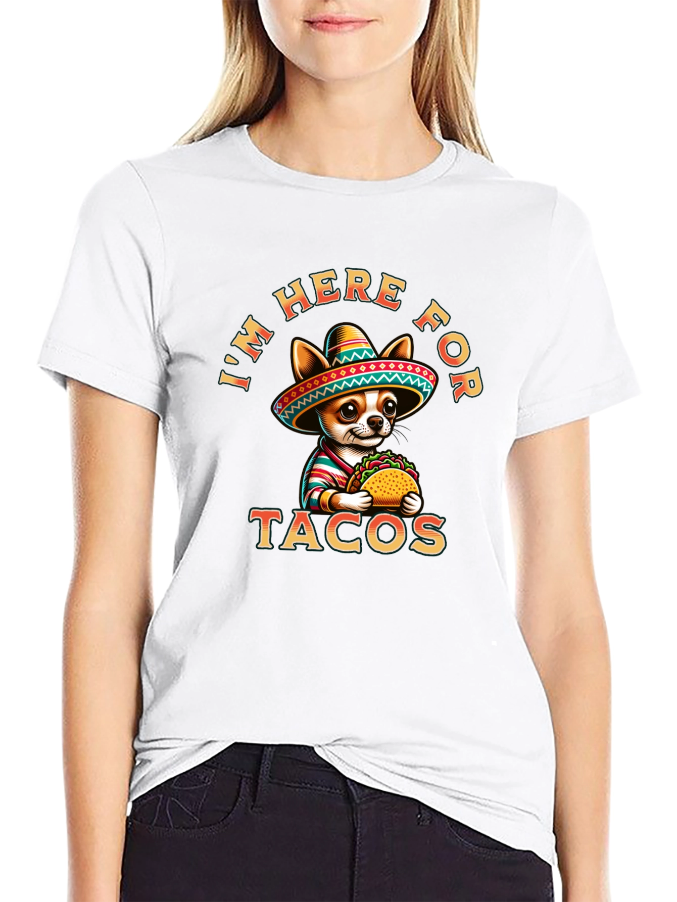 Black Tacos Chihuahua T-Shirt - I'm Here For Tacos Tee view 9