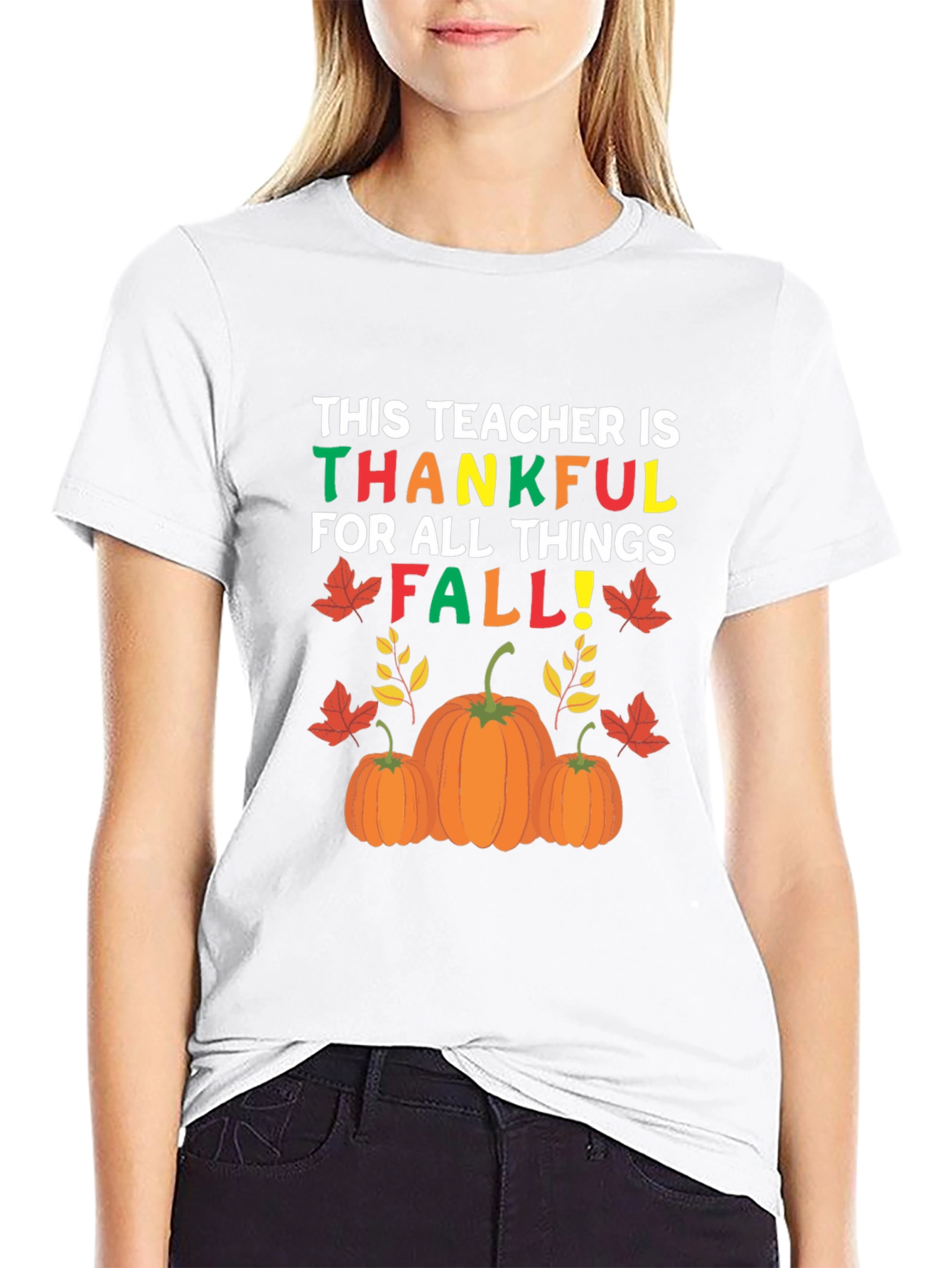 Black Teacher Thankful Fall T-Shirt, Autumn Graphic Tee view 9