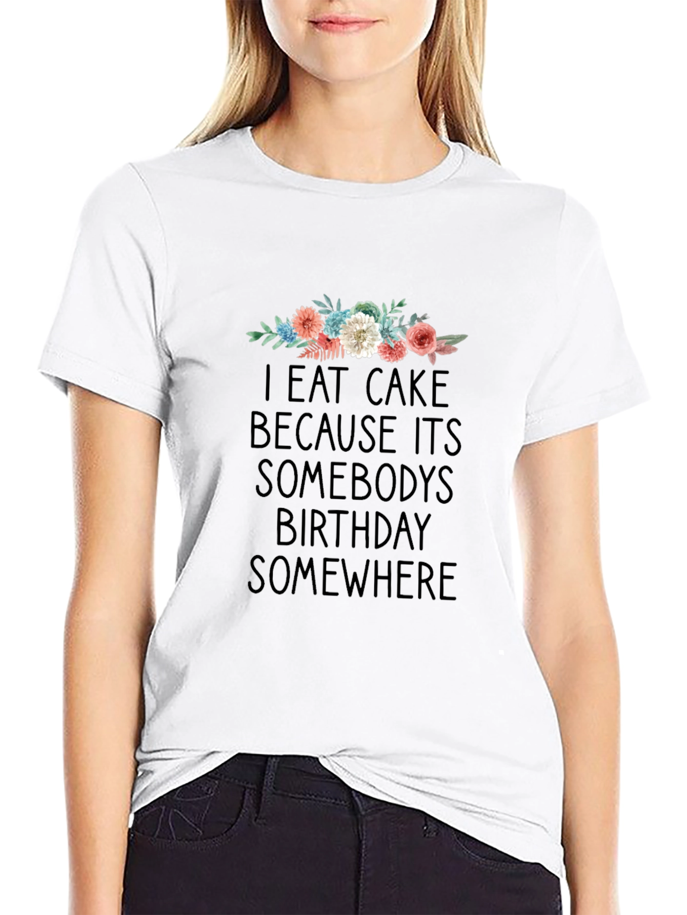 Black Eat Cake Birthday T-Shirt - Unisex Cotton Tee view 9