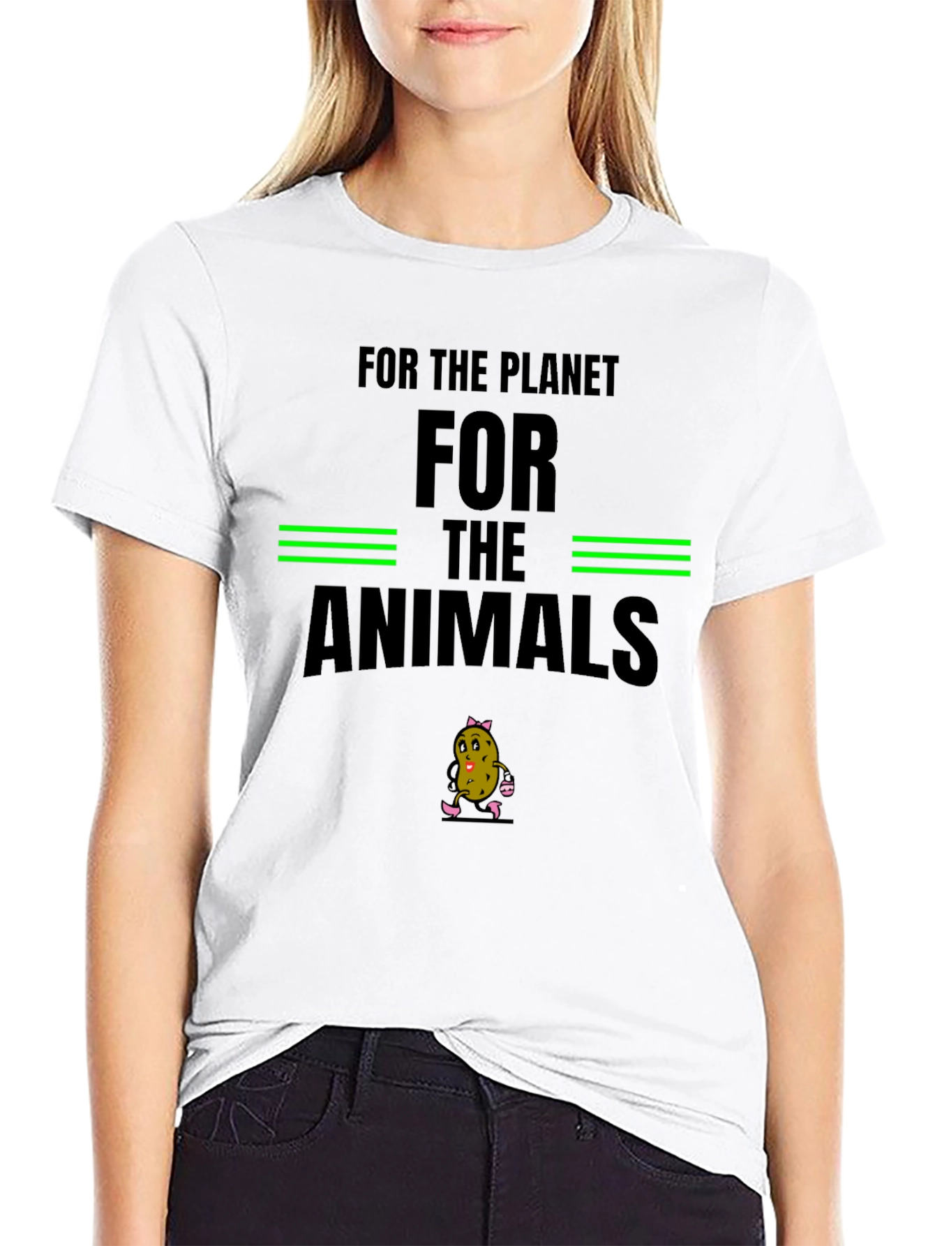 Black Vegan T-Shirt - For the Animals view 9