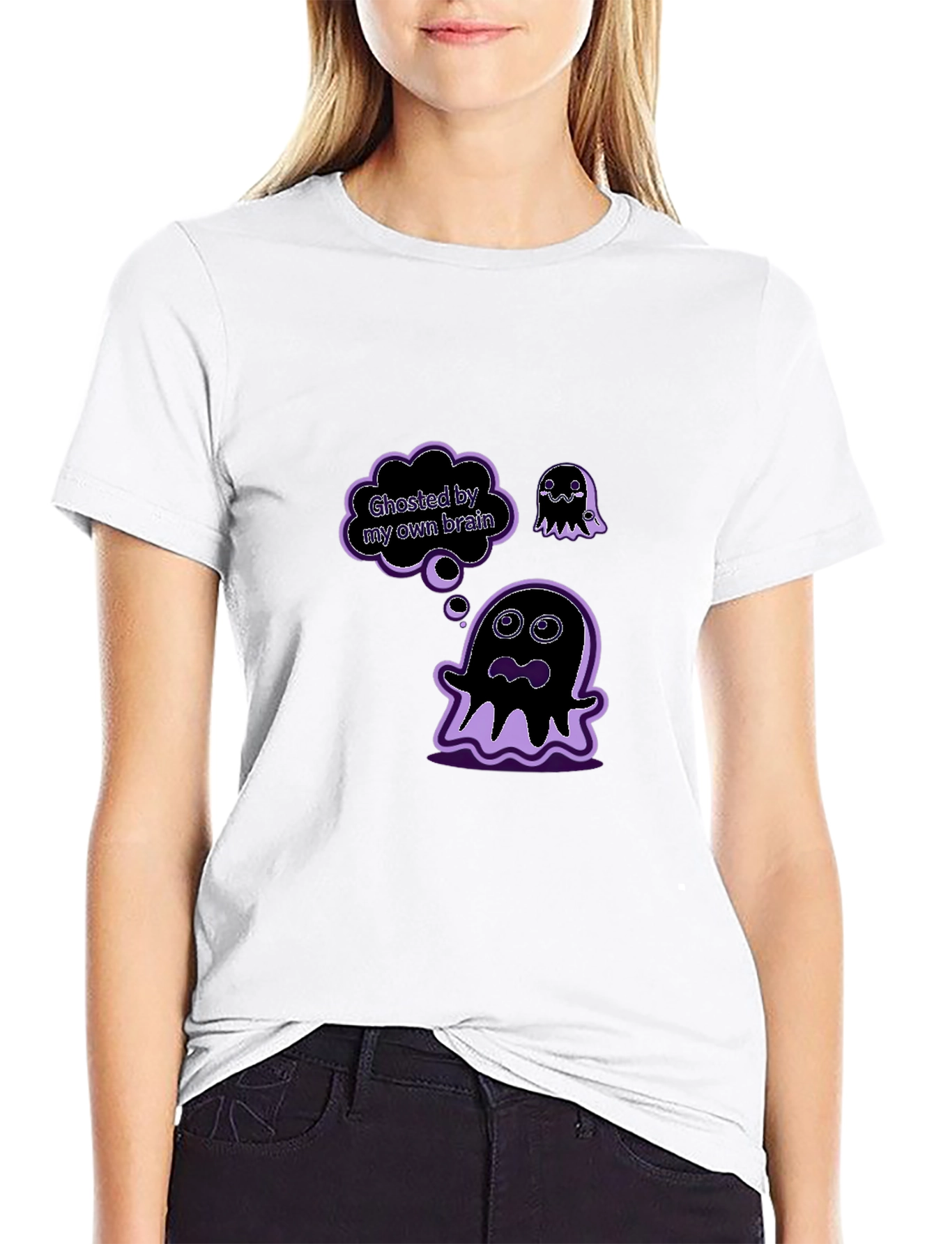 Black Ghosted by My Own Brain Graphic T-Shirt view 9
