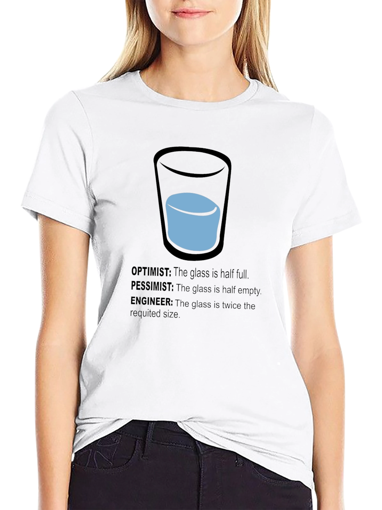 Black Engineer Optimist Pessimist Funny T-Shirt view 9