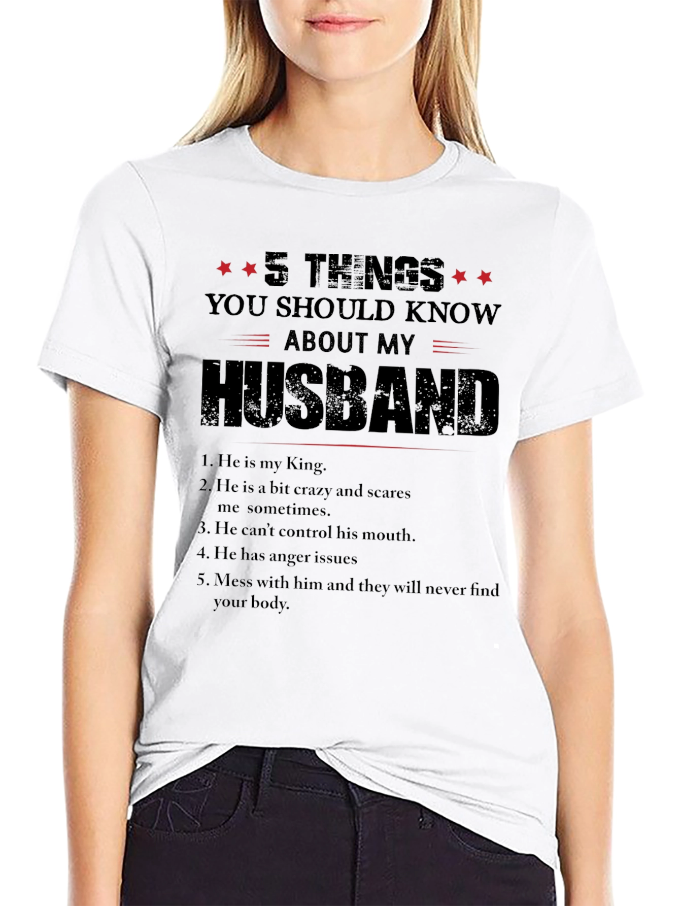 Black 5 Things You Should Know About My Husband T-Shirt view 9