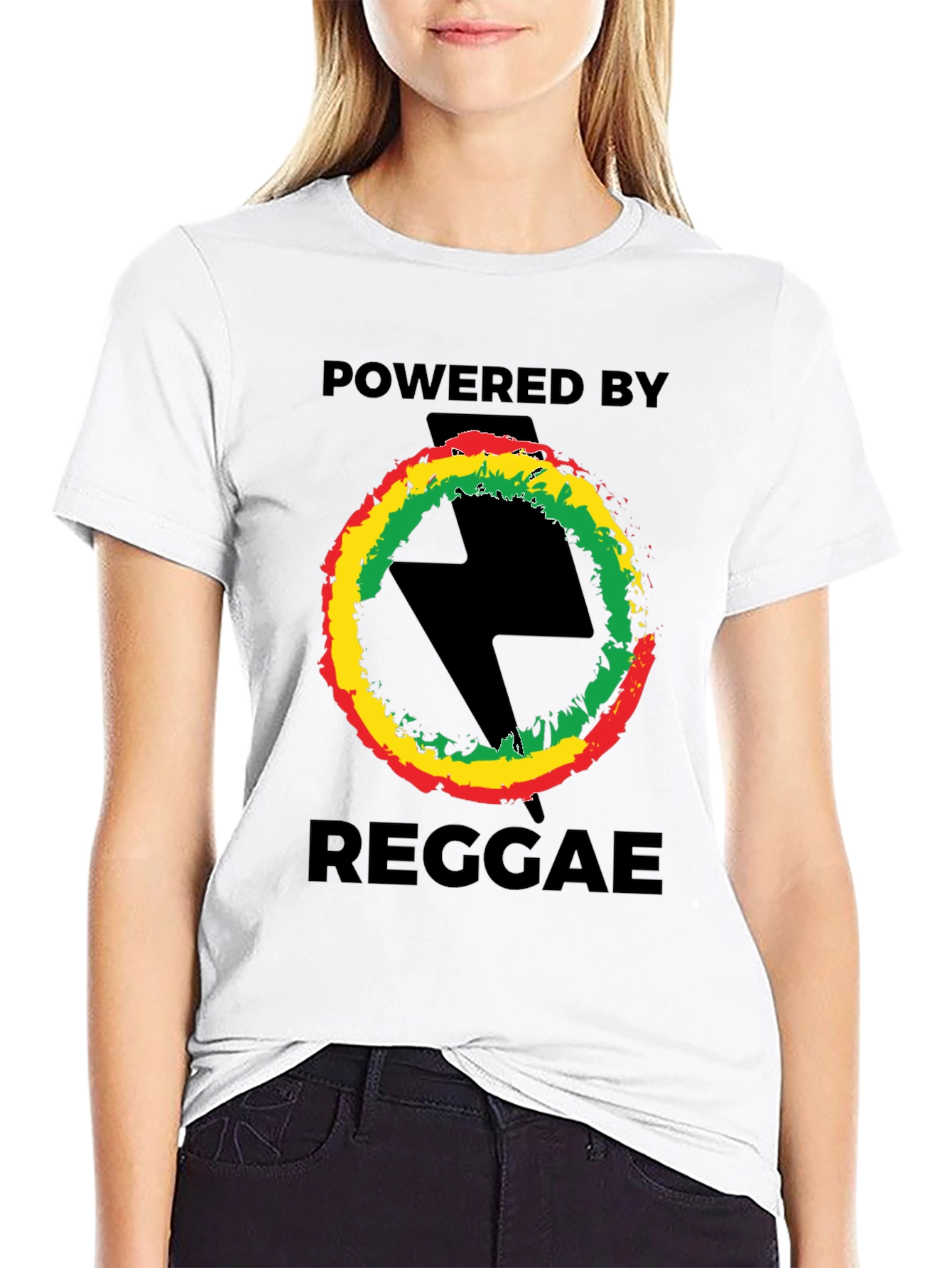 Black Powered By Reggae T-Shirt - Black view 9