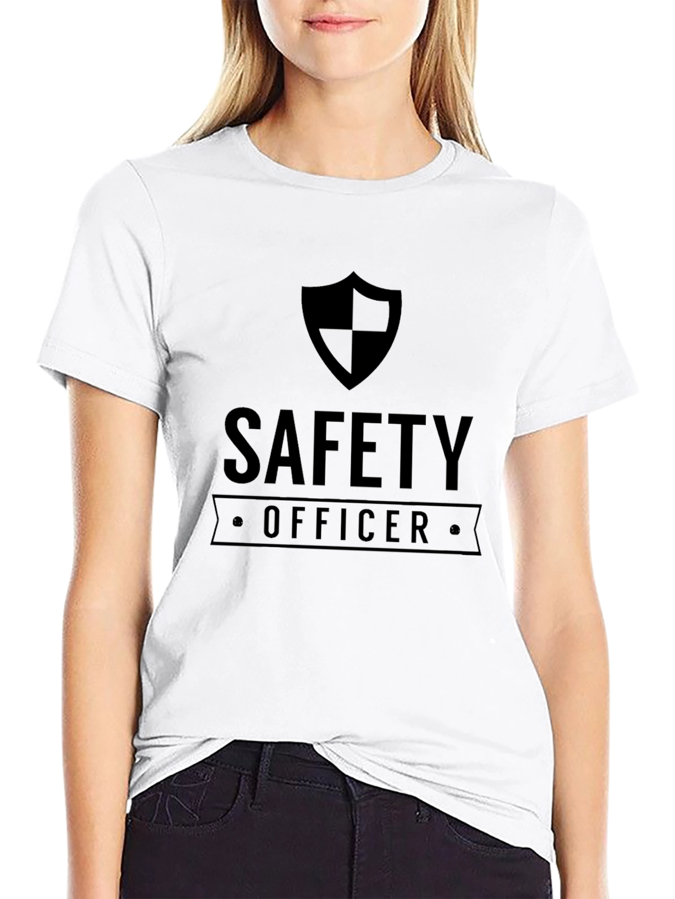 Black Safety Officer Graphic Tee - Black Crew Neck view 9