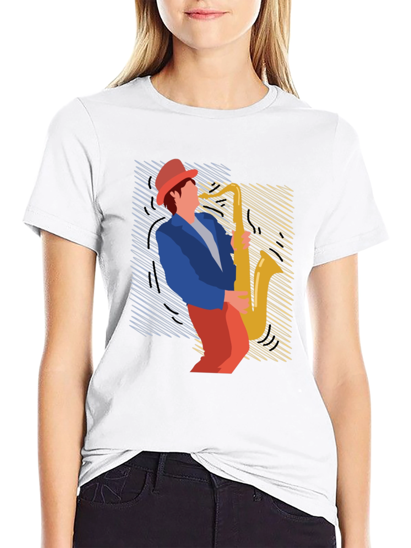 Black Jazz Saxophone Graphic Tee view 9