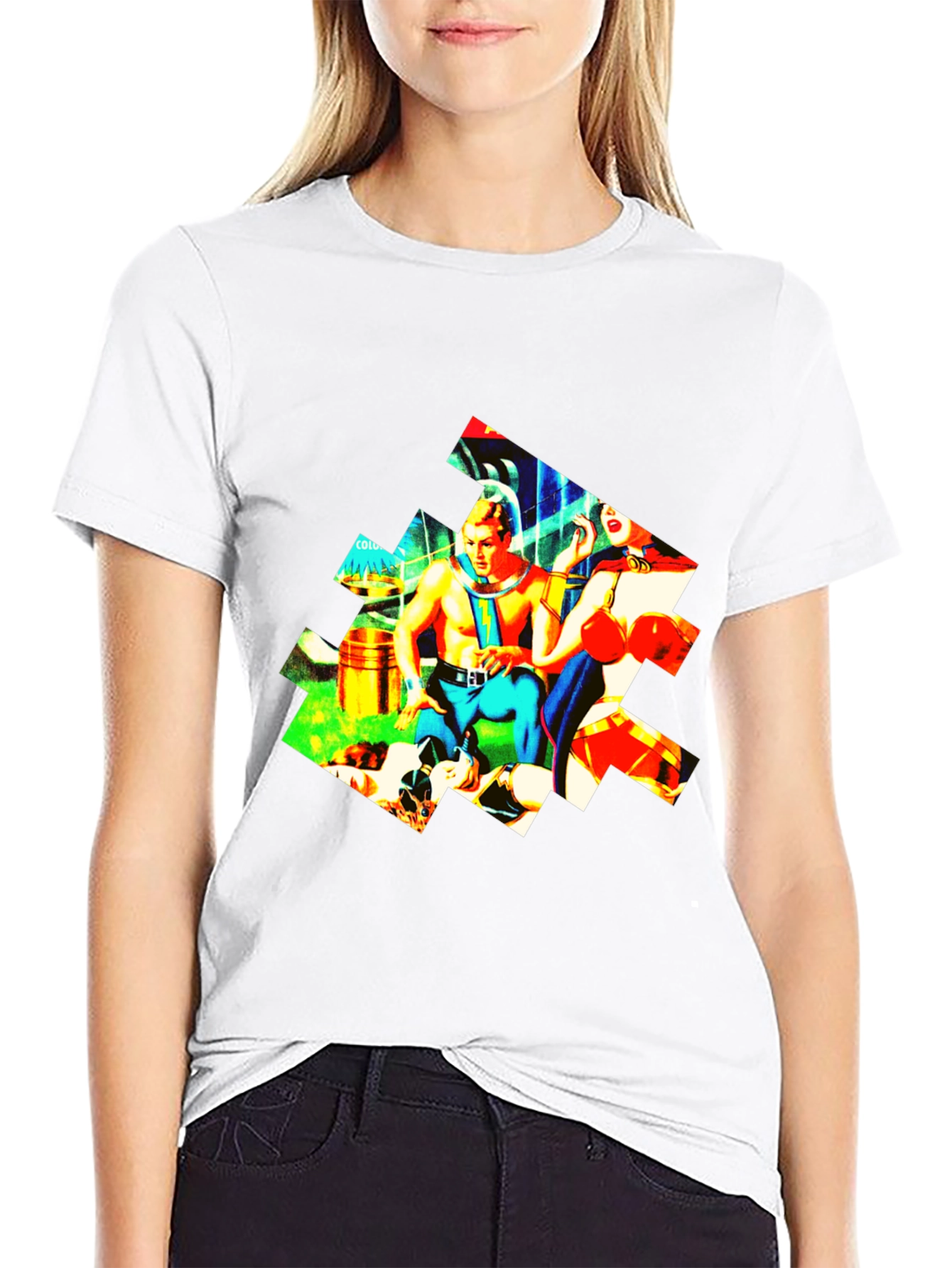 Black Retro Sci-Fi T-Shirt - Colorful Graphic Tee view 9