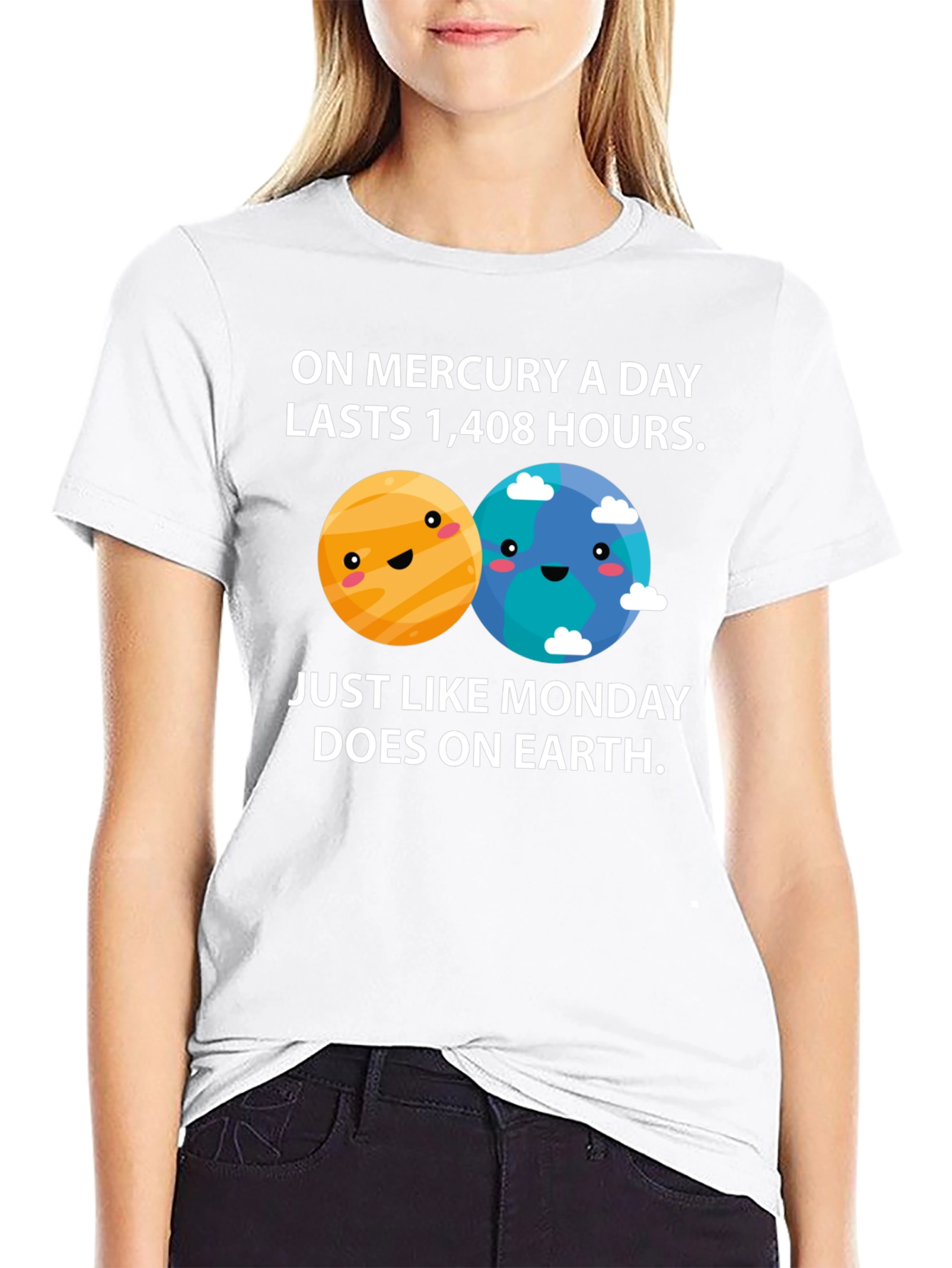 Black Funny Planets Mercury Monday T-Shirt view 9
