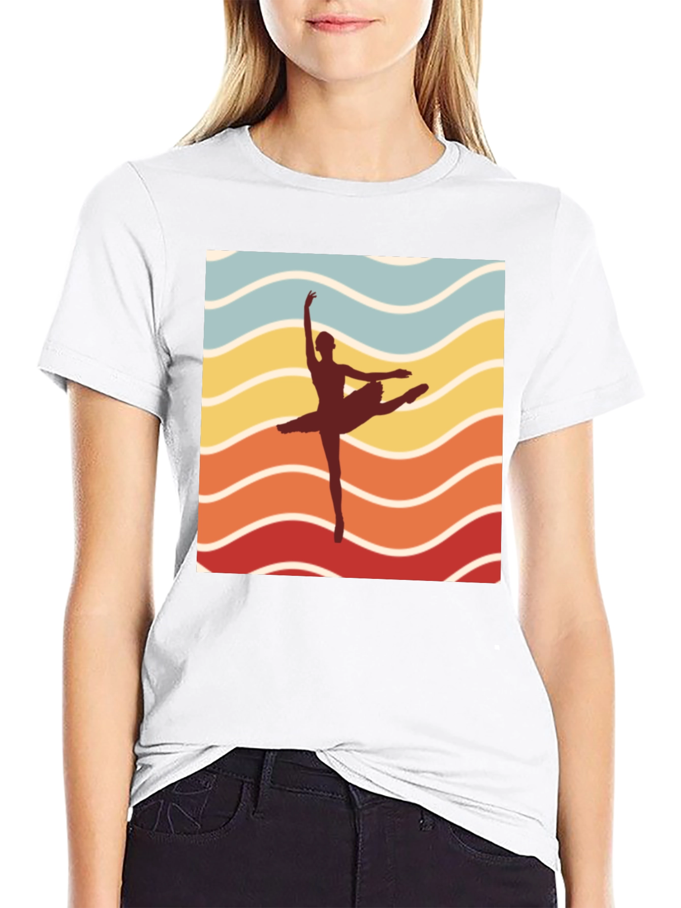 Black Ballet Retro Tee - Dancer Silhouette view 9
