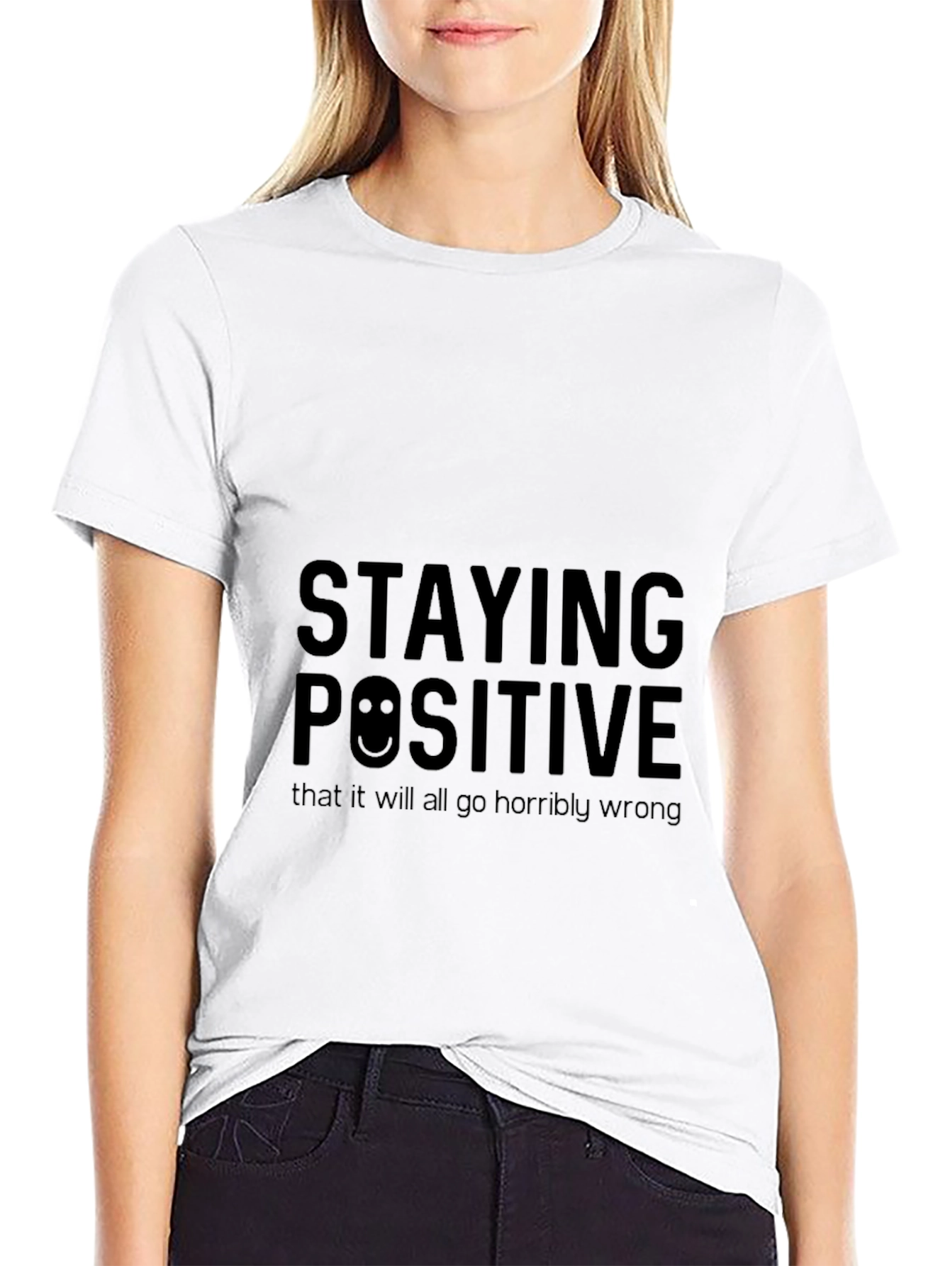 Black Staying Positive Graphic Black T-Shirt view 9