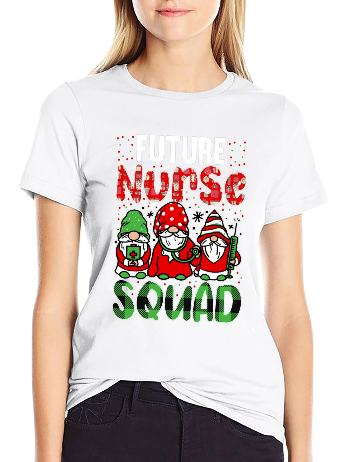 Black Future Nurse Squad T-Shirt Cute Gnomes Design view 9