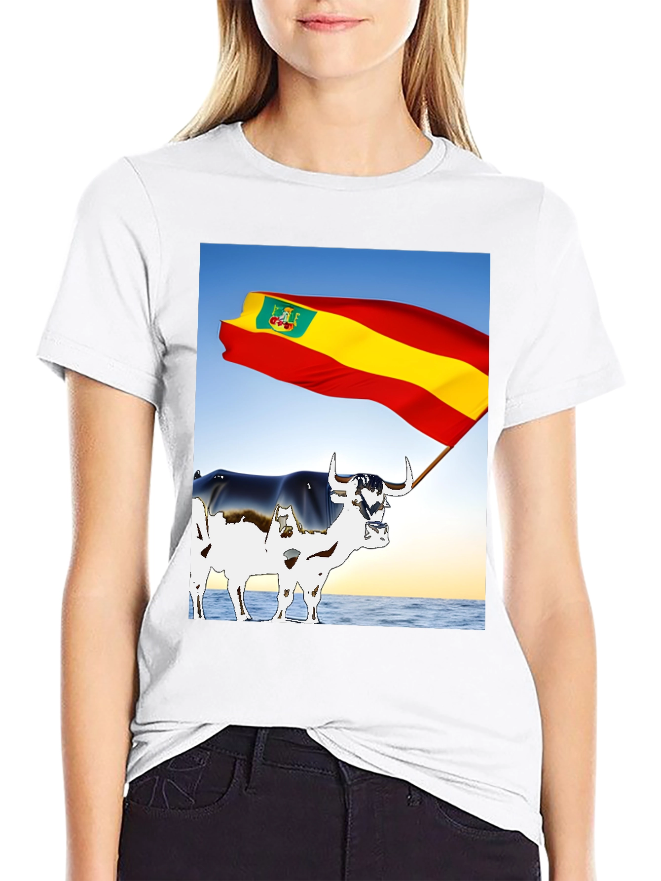 Black Spanish Bull Flag Graphic Tee view 9
