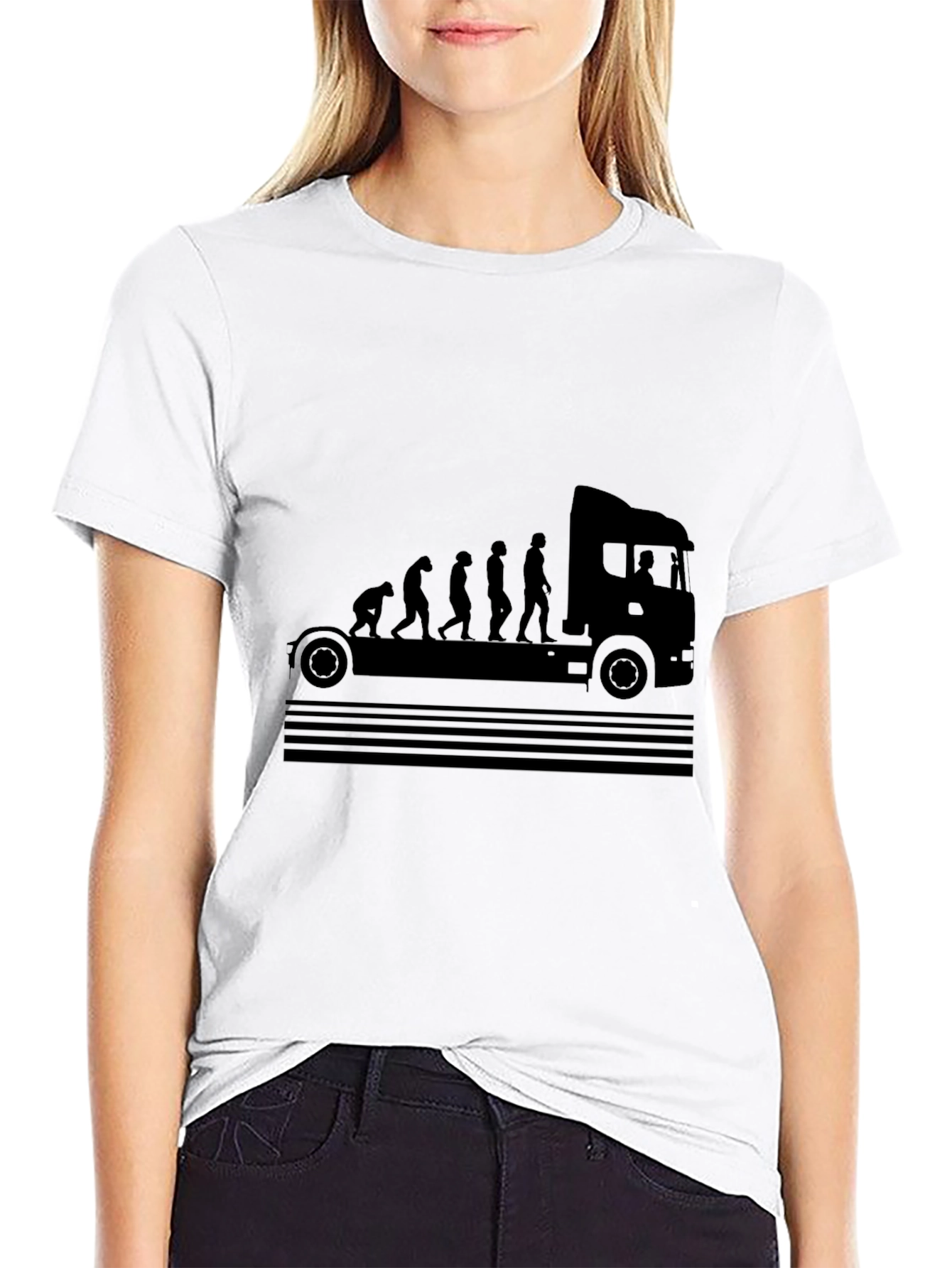 Black Truck Driver Evolution Black T-Shirt view 9