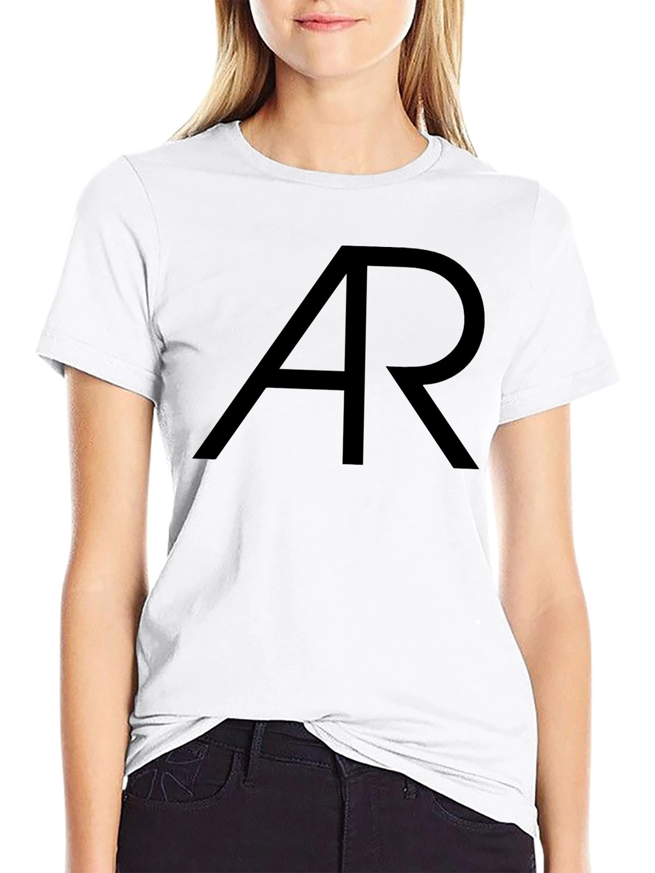 Black AR Initial Black Graphic Tee - Modern Style view 9