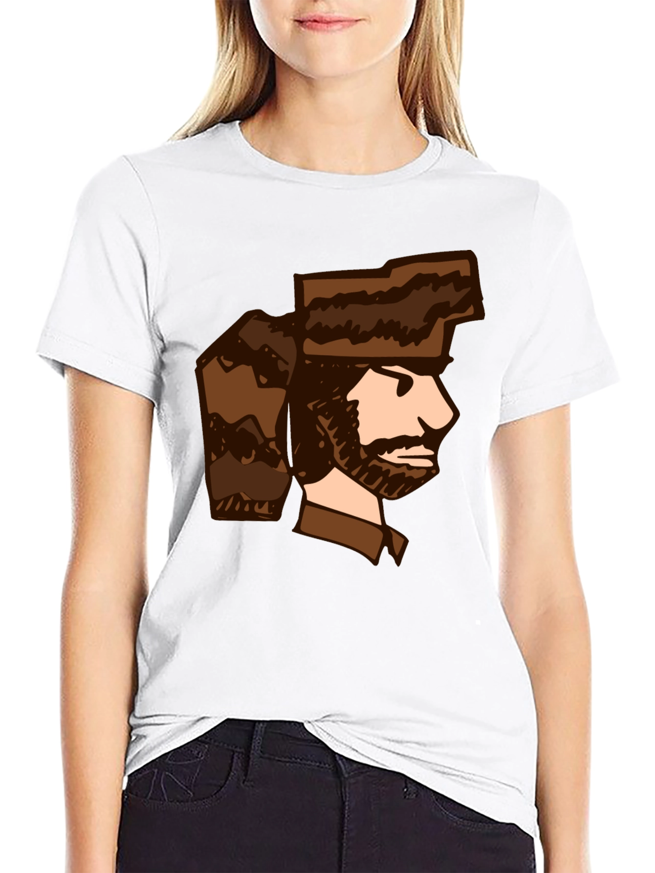 Black Cartoon Trapper T-Shirt - Unique Graphic Tee view 9