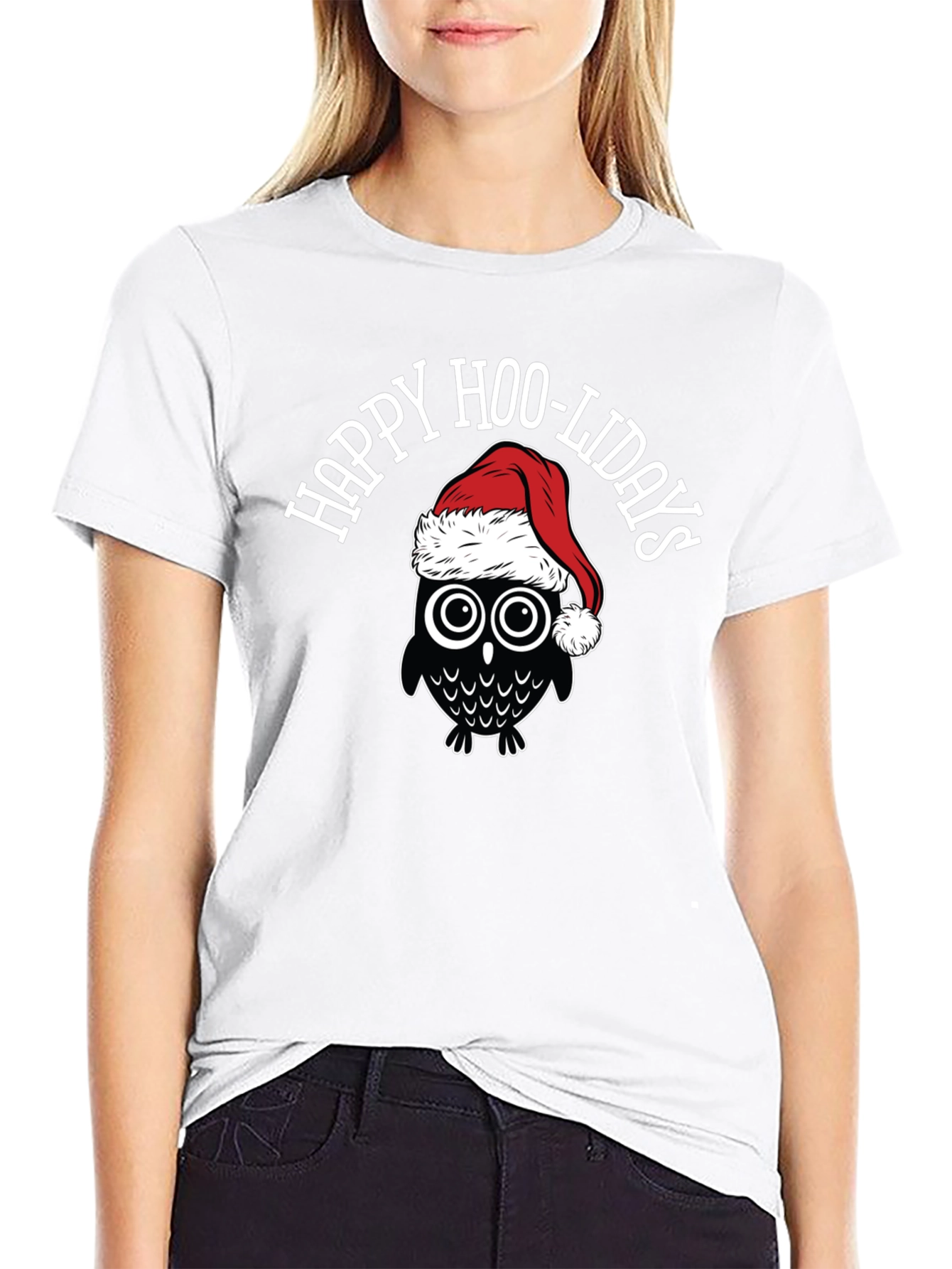 Black Happy Hoo-lidays Owl Graphic Tee view 9