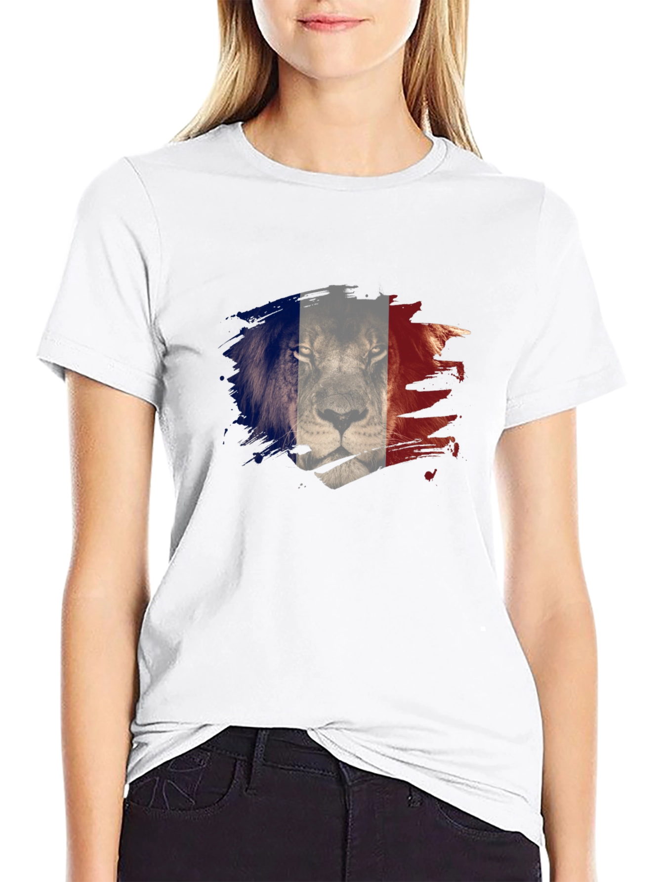 Black Men's Black Lion France Flag Graphic Tee view 9
