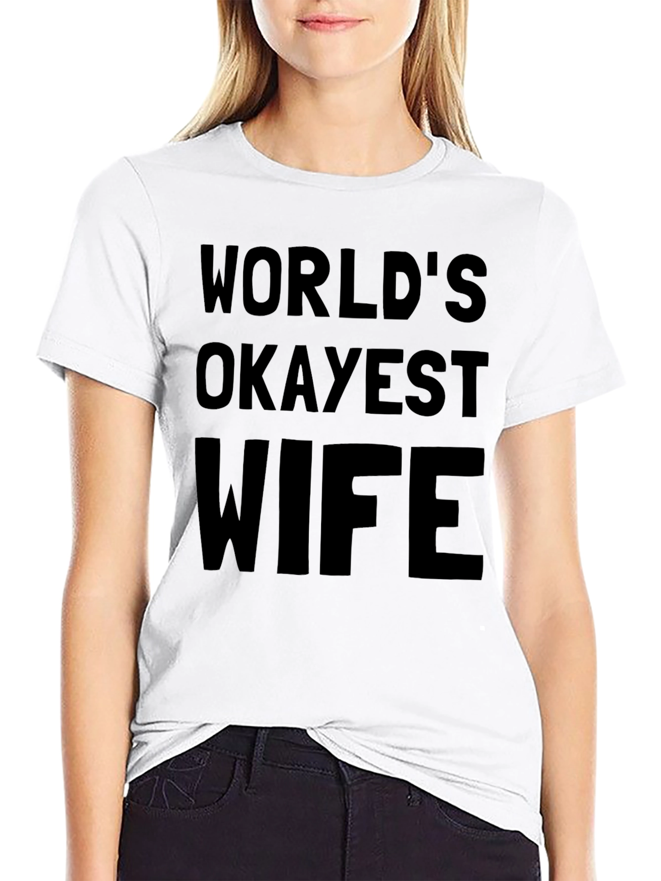 Black World's Okayest Wife - Novelty T-Shirt view 9