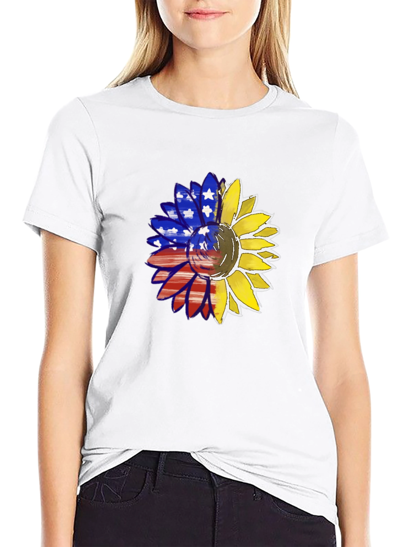 Black Patriotic Sunflower Graphic T-Shirt view 9