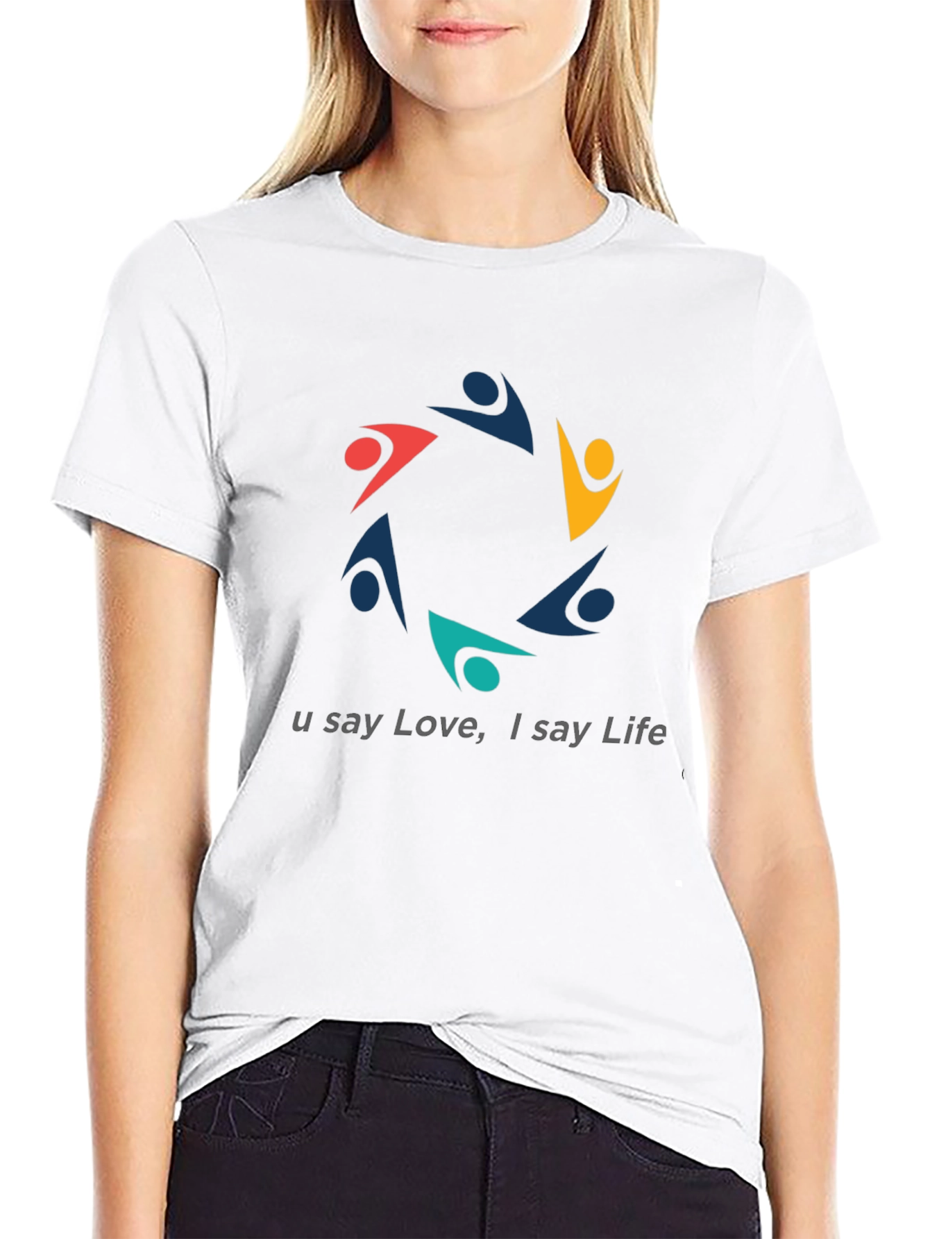 Black Unity Love Life Graphic Black T-Shirt view 9