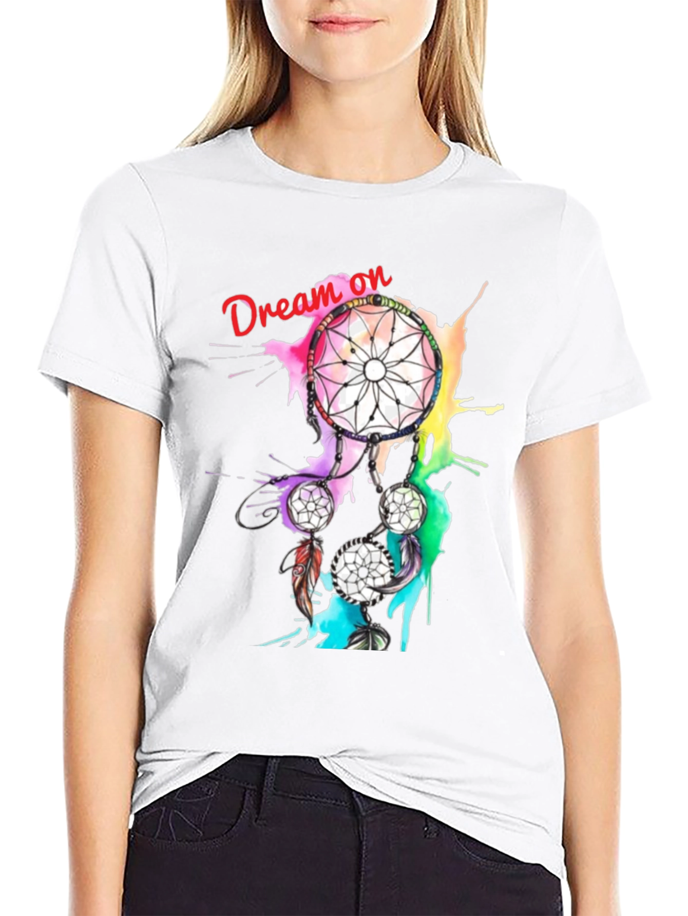 Black Dream On Dreamcatcher Graphic Tee - Black T-Shirt view 9
