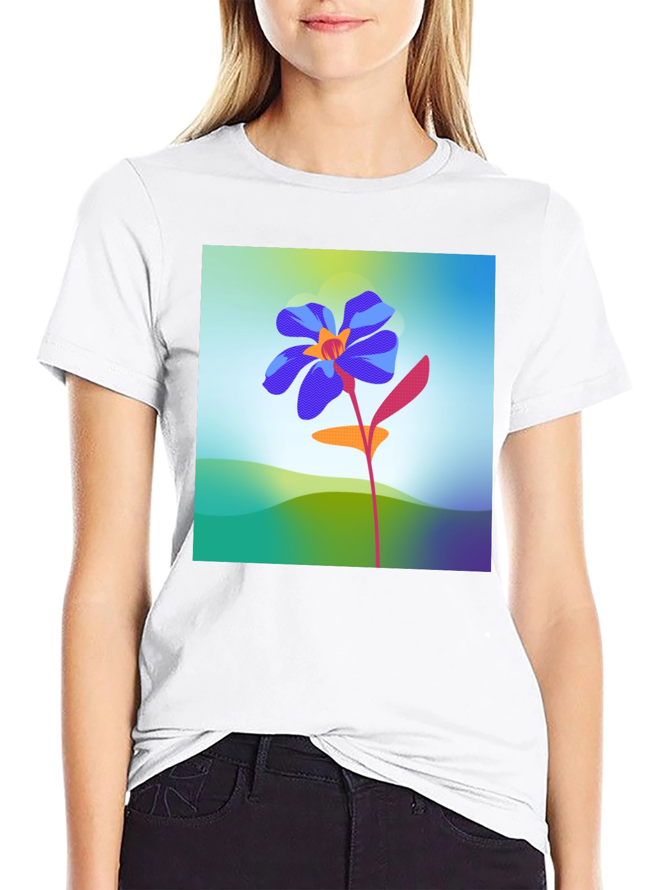 Black Floral Graphic Print Black T-Shirt view 9