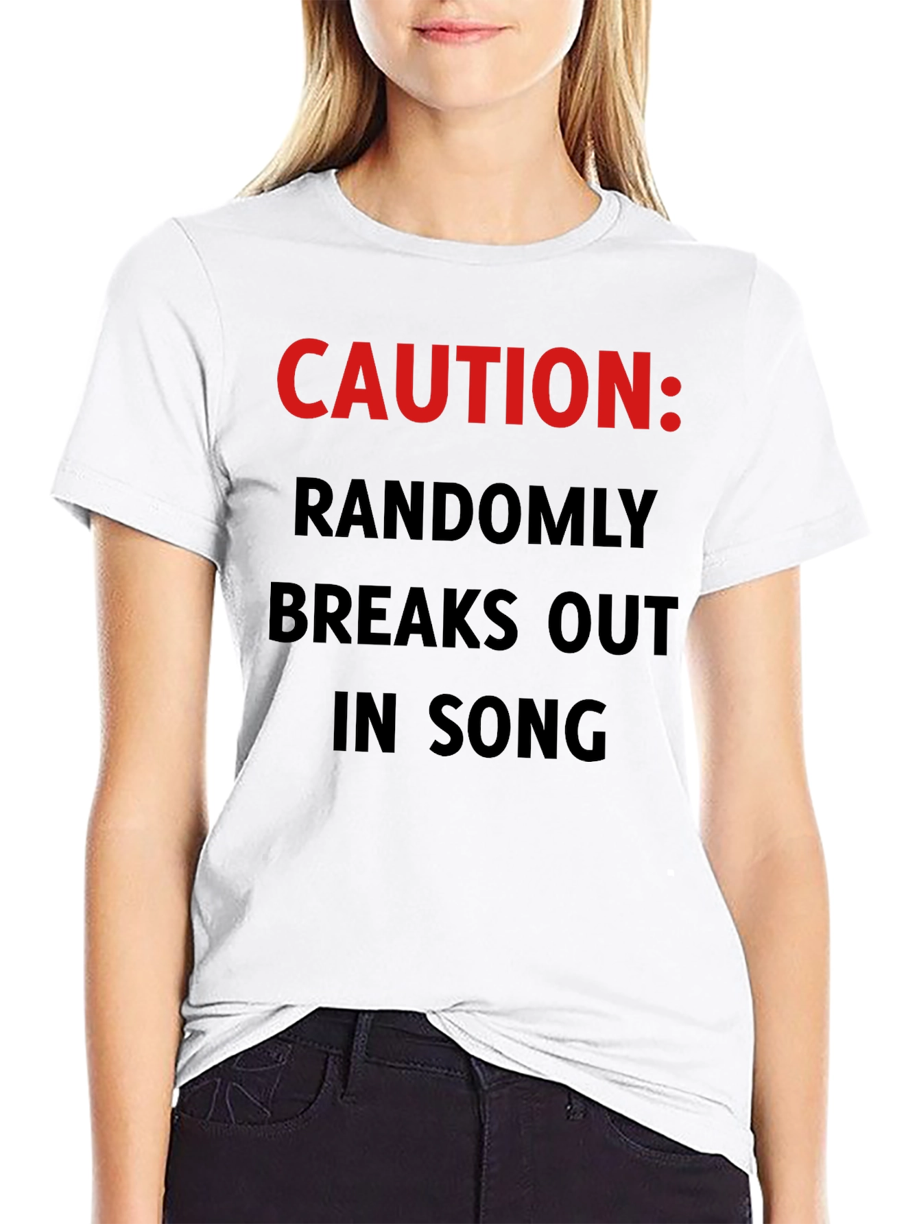 Black Caution: Randomly Breaks Out In Song T-Shirt view 9