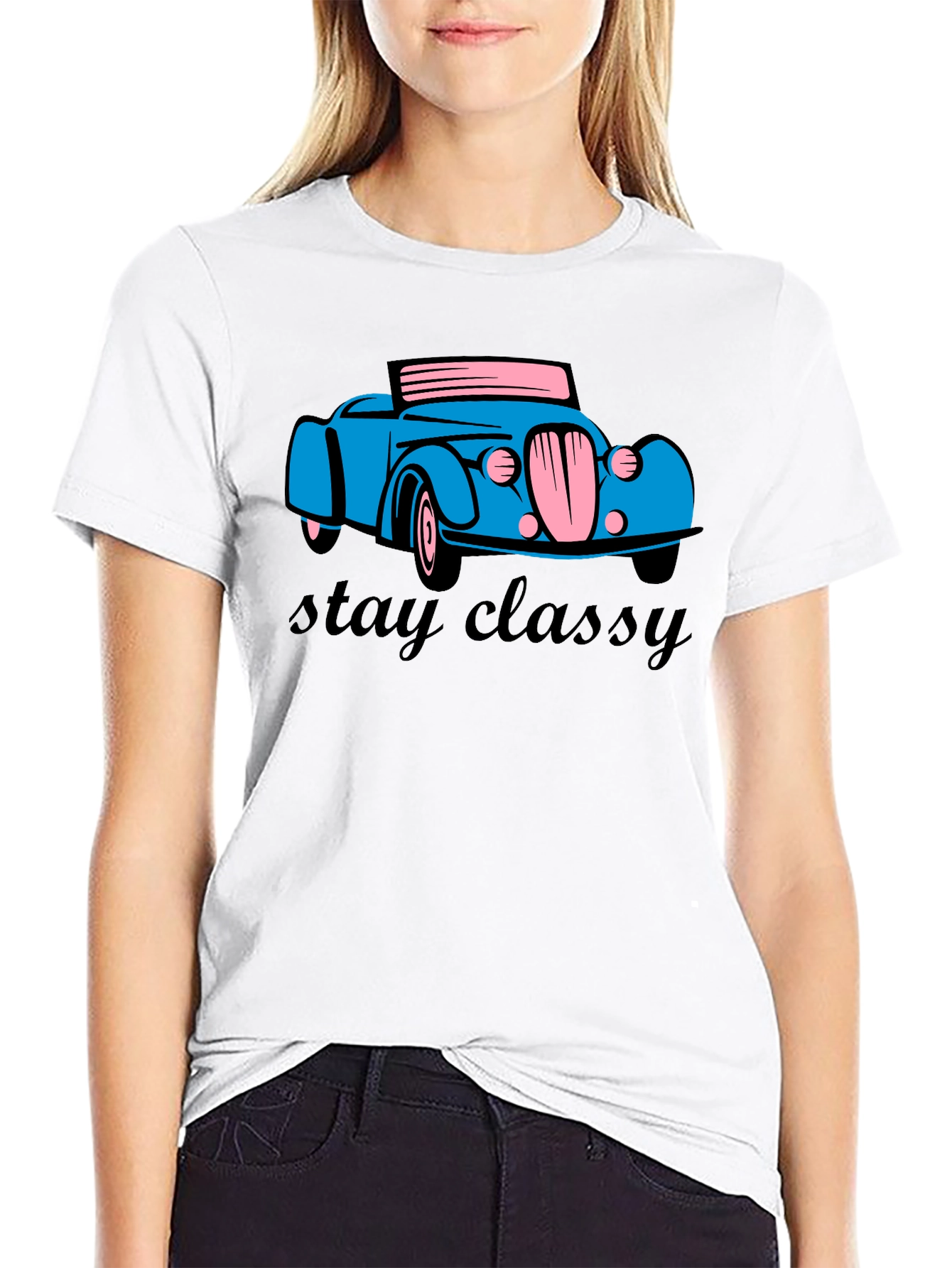 Black Stay Classy Car T-Shirt - Classic Retro Design view 9