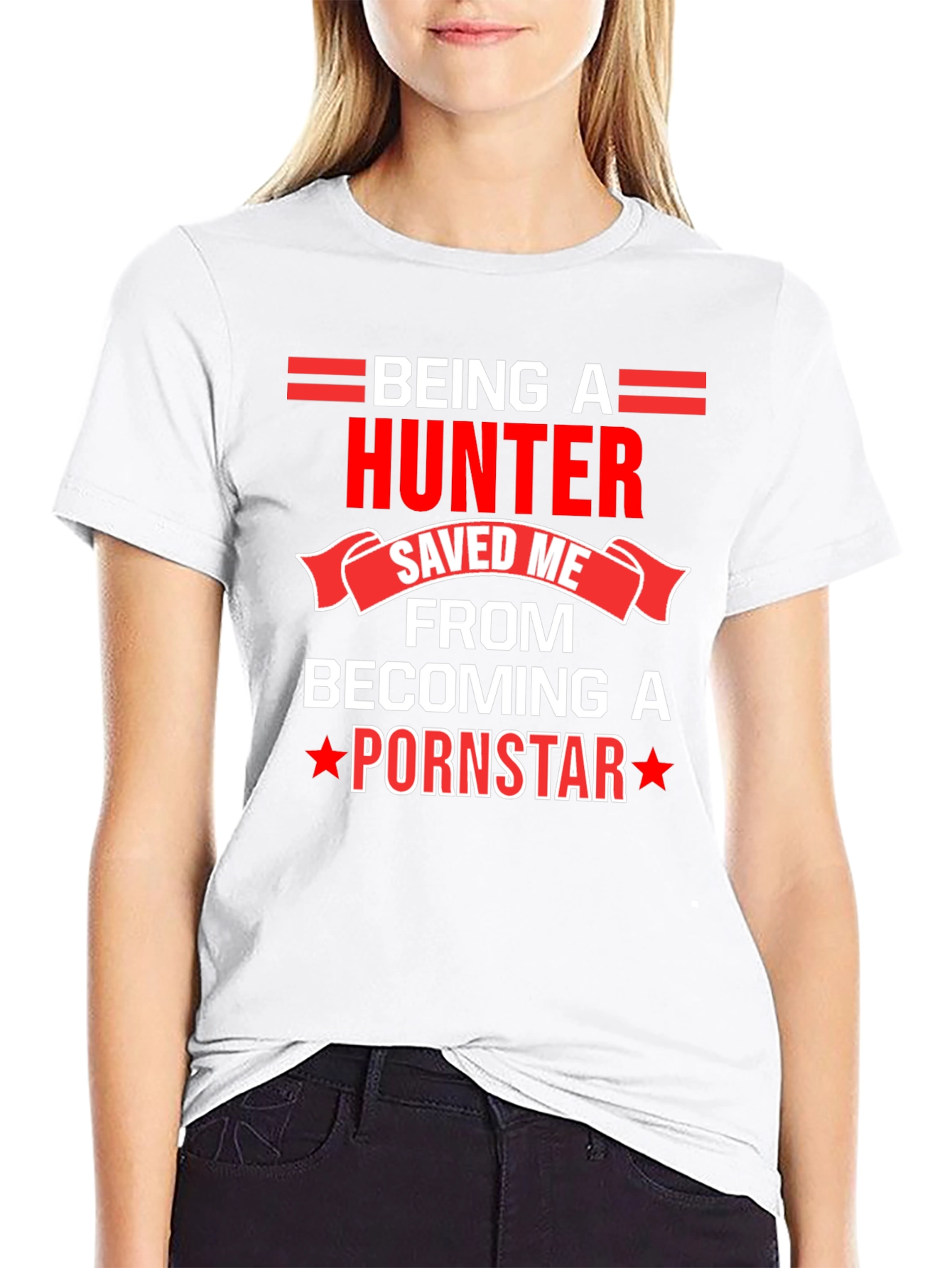 Black Hunter Humor Tee: Saved Me From Being A Pornstar view 9