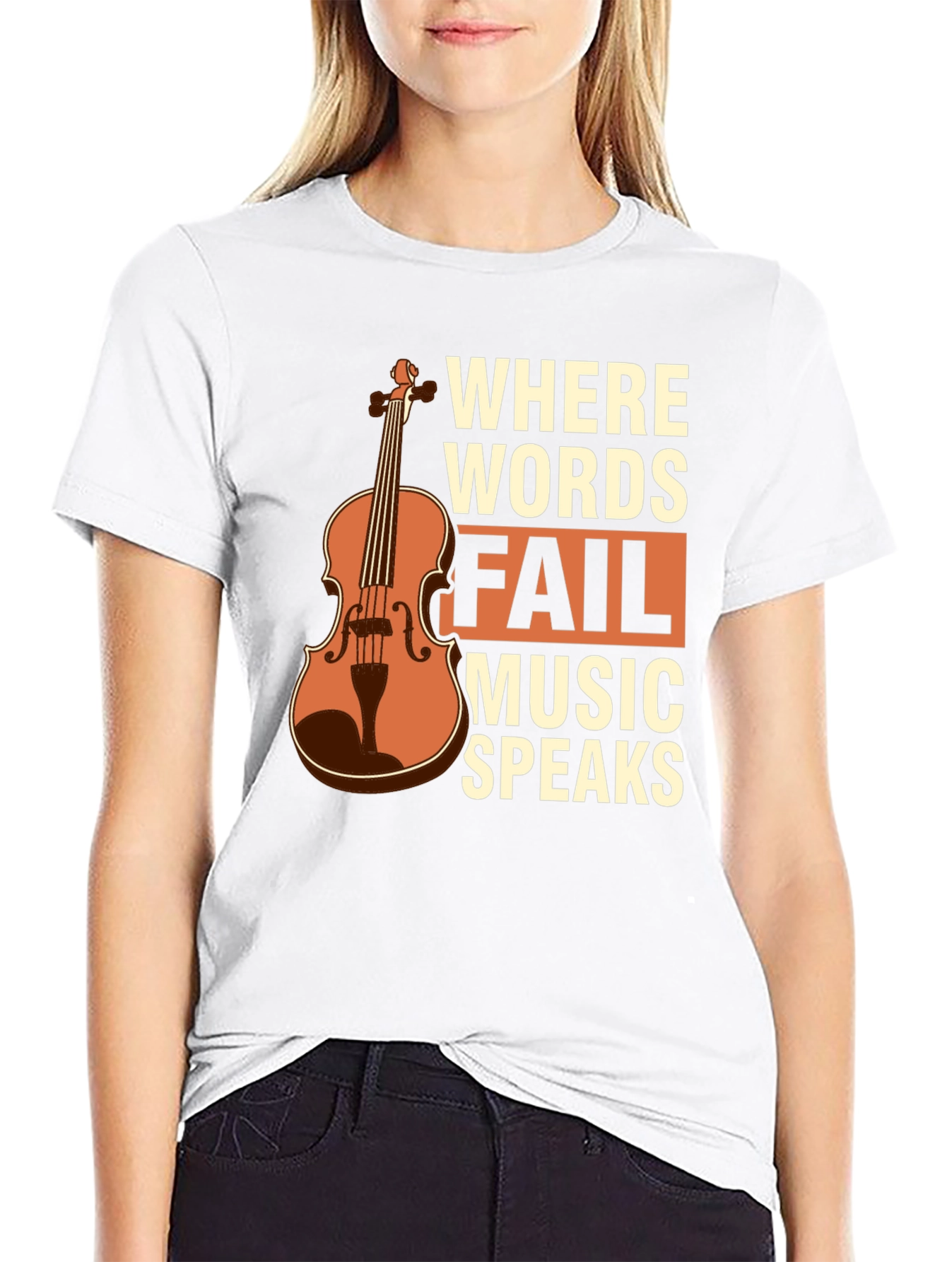Black Music Speaks T-Shirt - Violin Design view 9