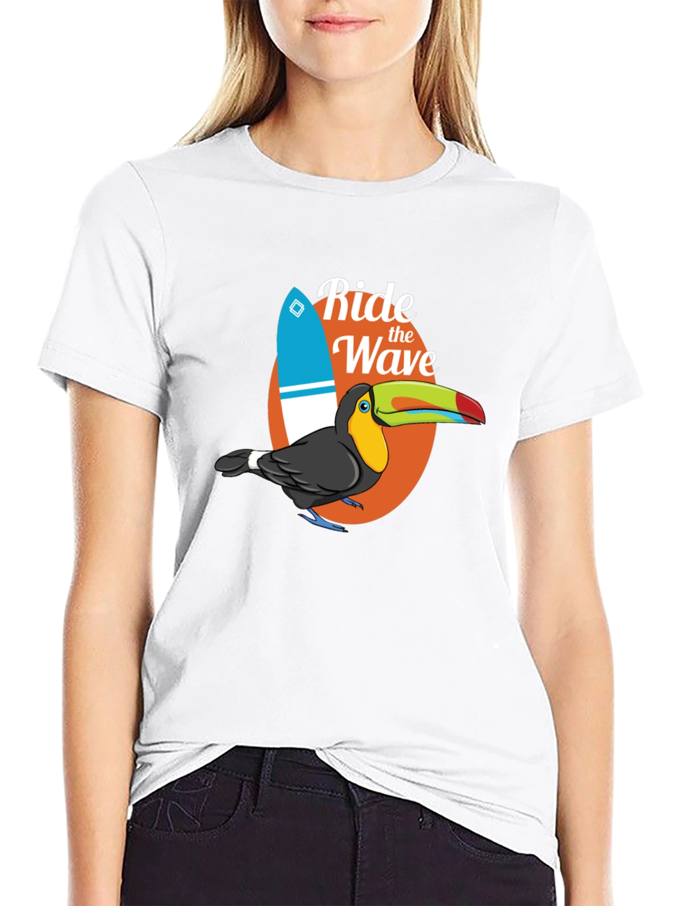 Black Ride the Wave Toucan Graphic T-Shirt view 9