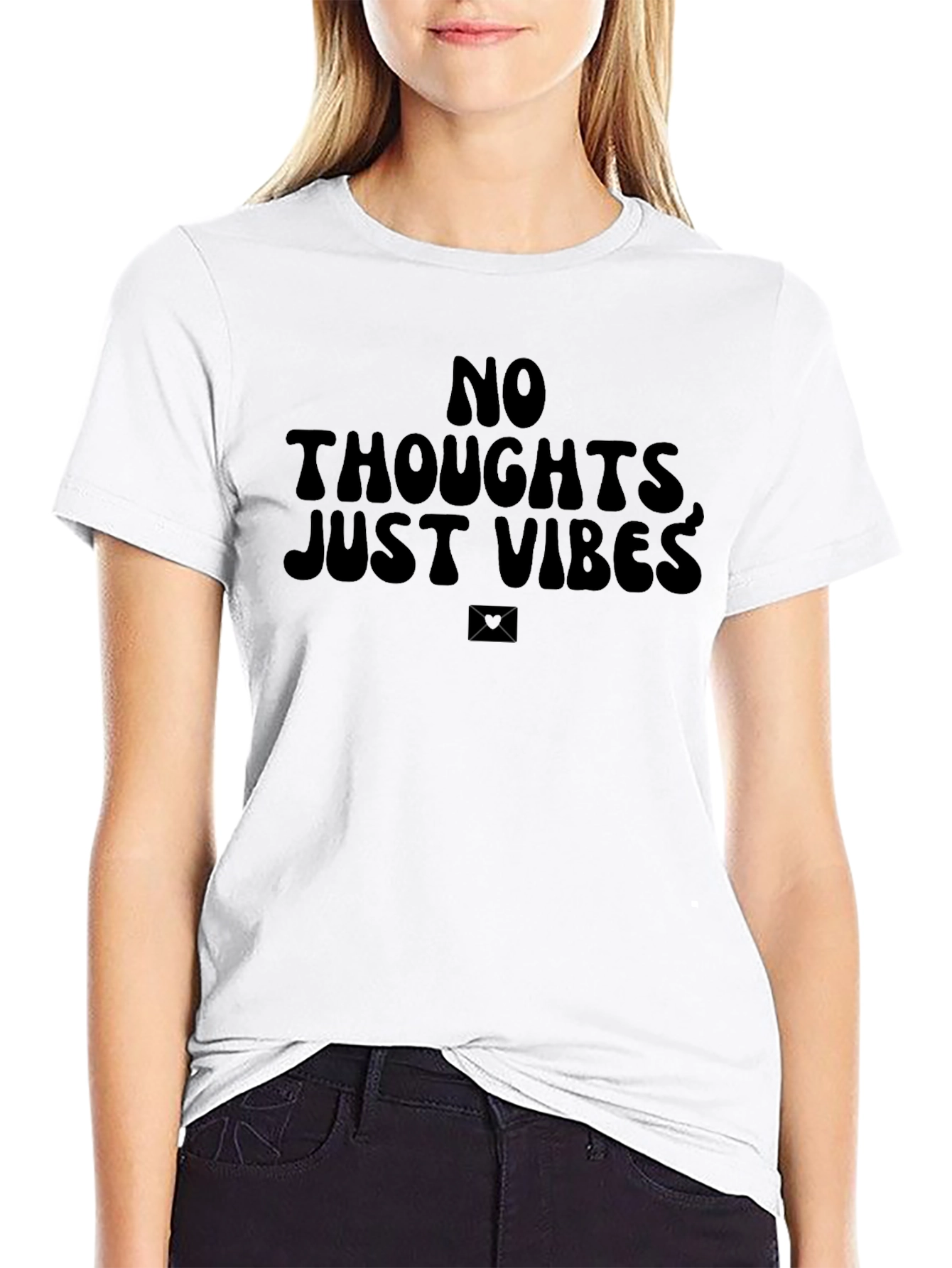Black No Thoughts Just Vibes Graphic Tee - Black view 9