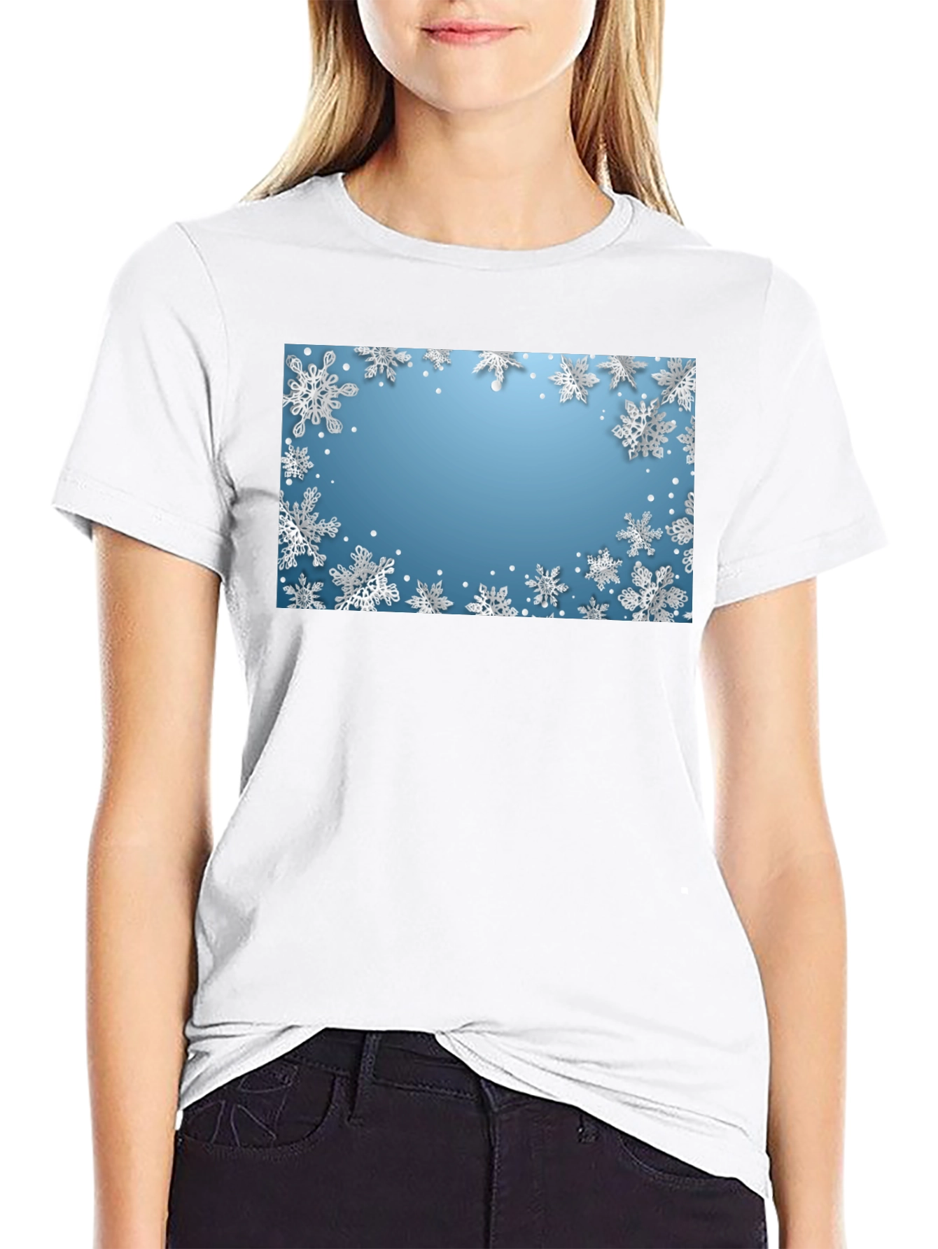 Black Snowflake Graphic Tee - Winter Holiday Shirt view 9