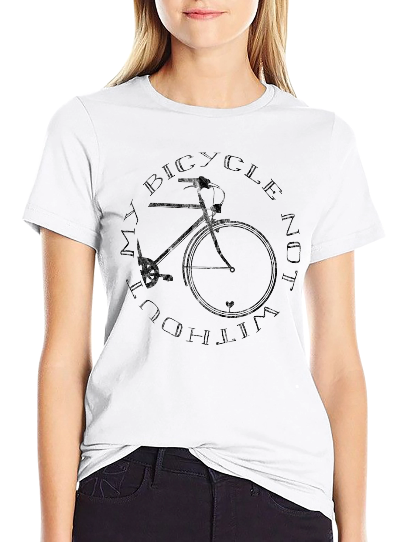 Black Black Bicycle Graphic T-Shirt for Men view 9