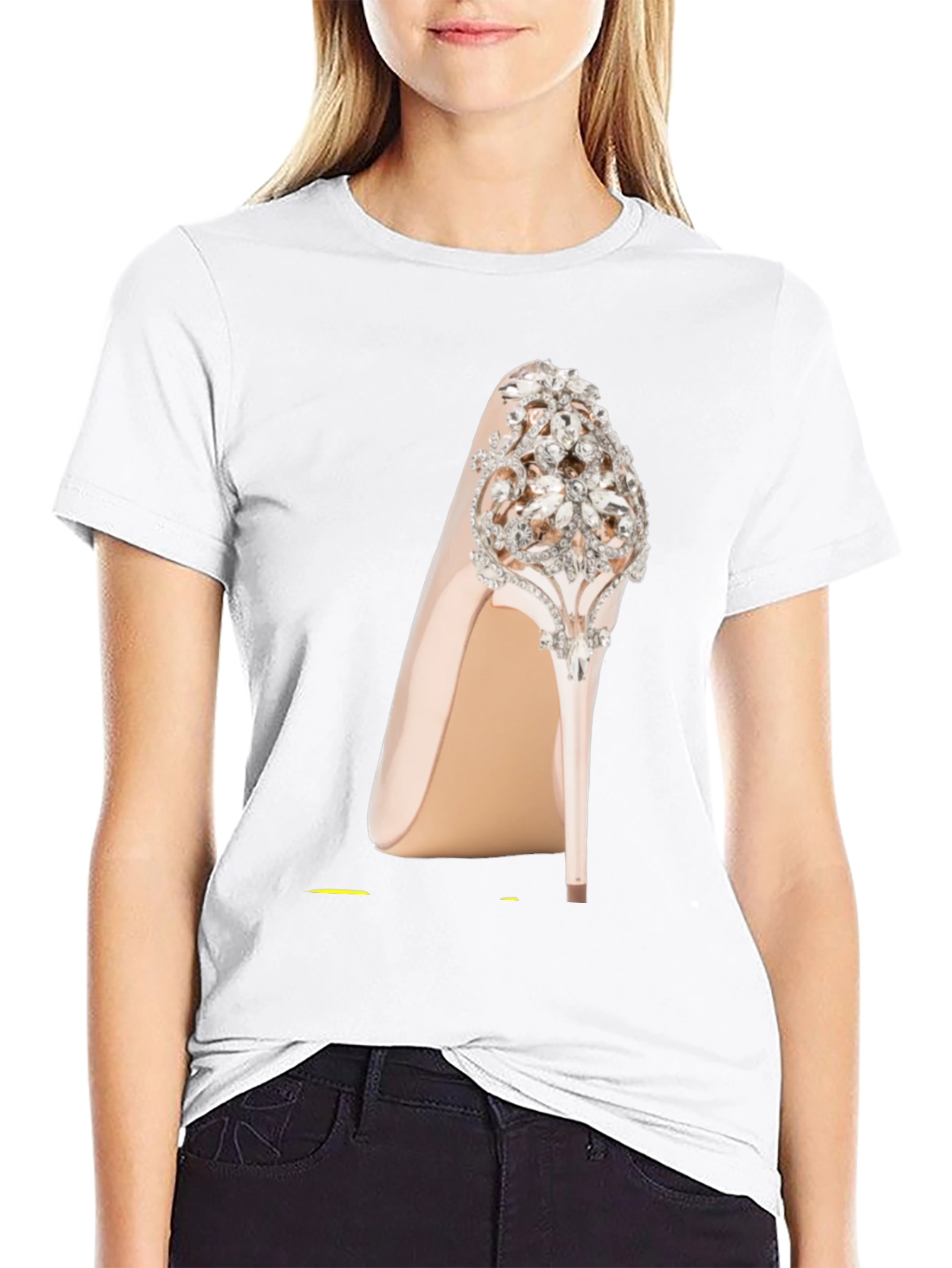 Black Rhinestone High Heel Graphic Tee view 9