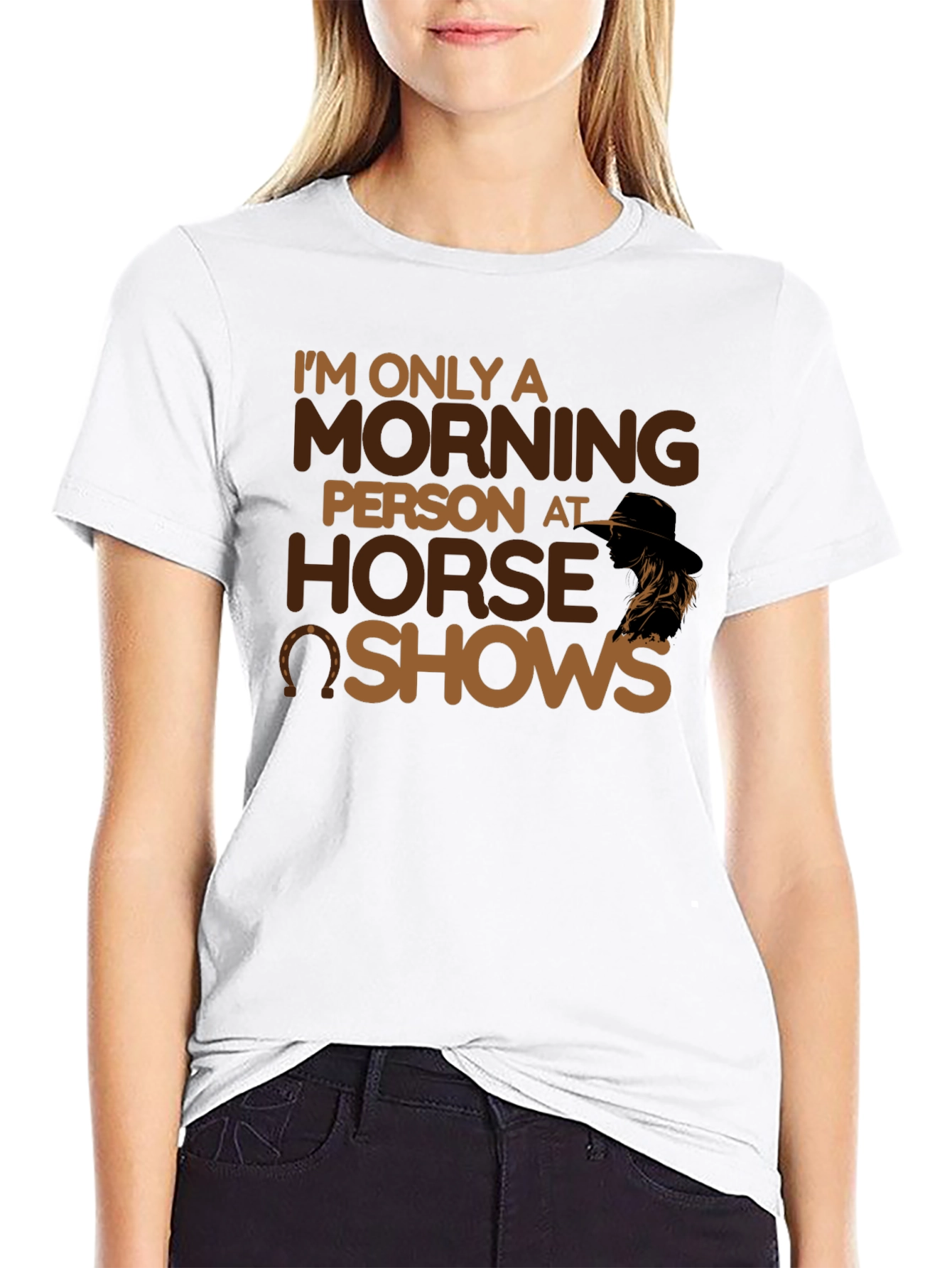 Black Funny Horse Show Morning Person T-Shirt view 9